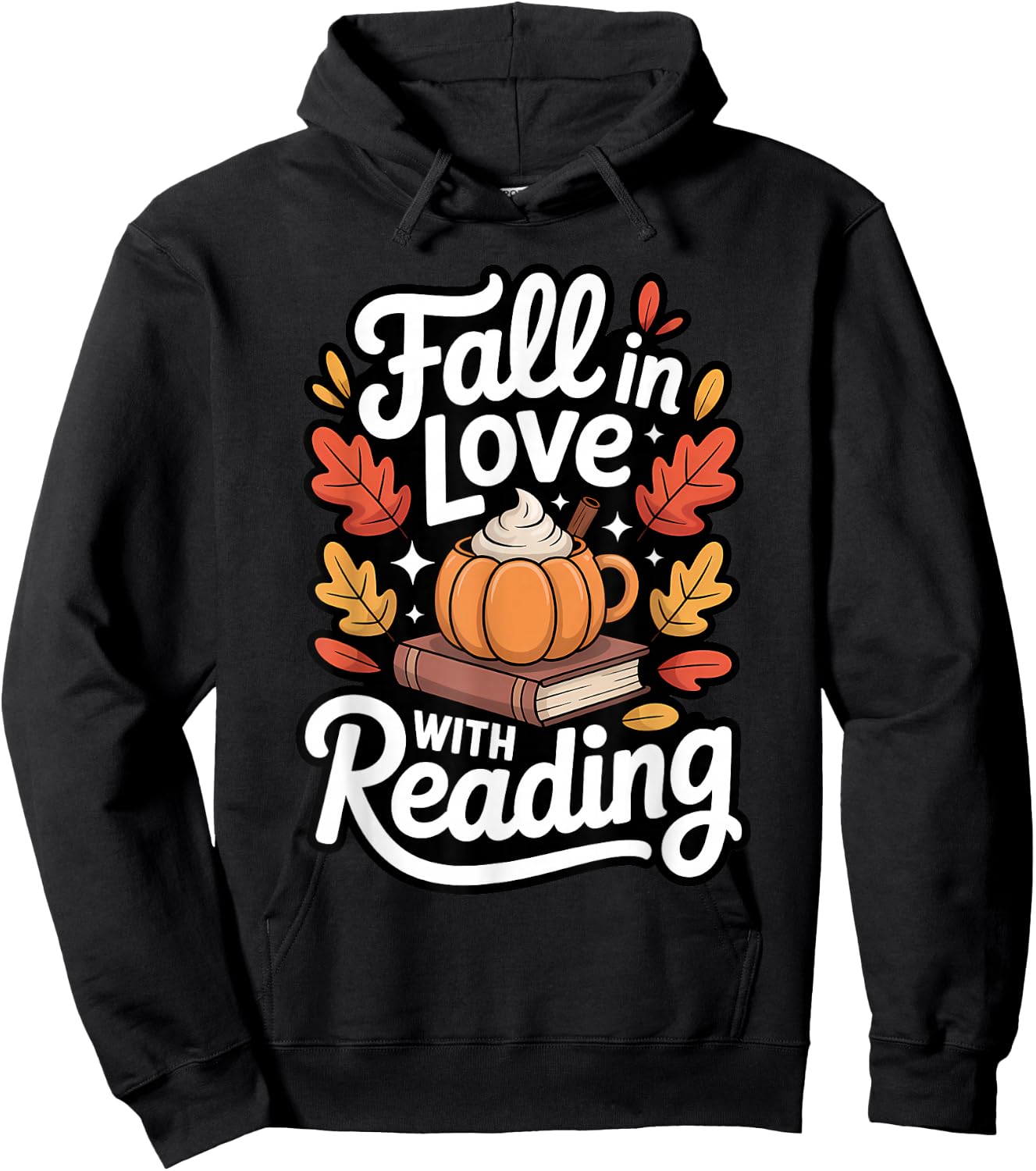 Fall in Love with Reading Autumn Librarian Cute Book Lover Hoodie - Hoodie | Black