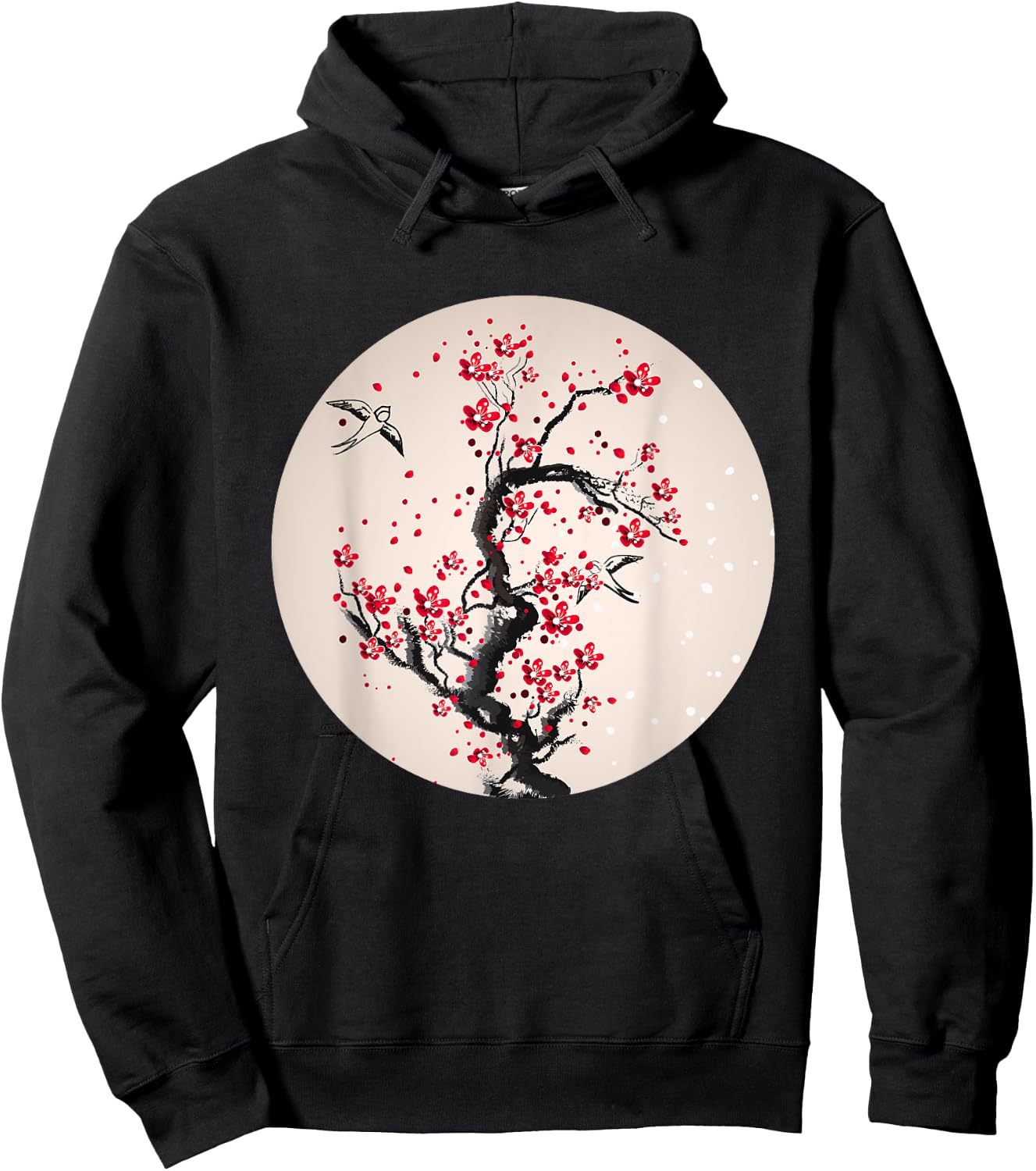 Watercolor Cherry Blossom Tree Hoodie - Hoodie | Black