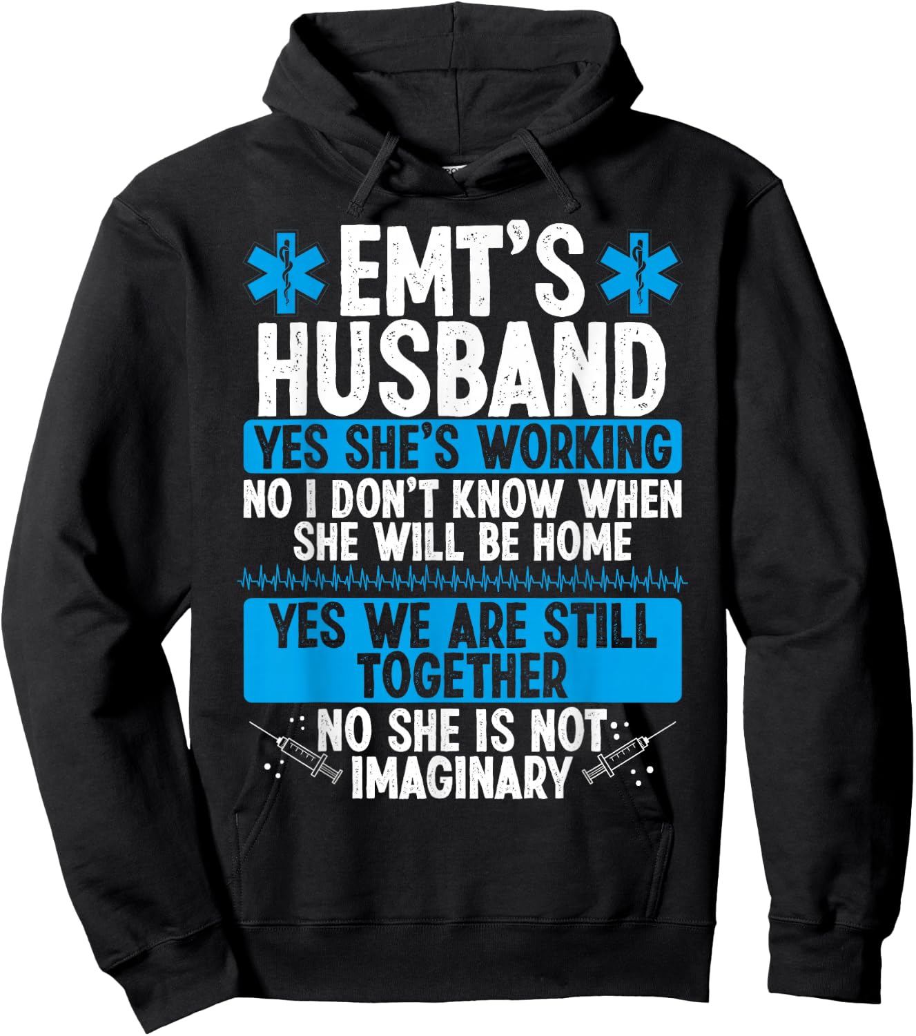 Night Shift EMT Funny for Husband Paramedic Wife EMS Hoodie - Hoodie | Black