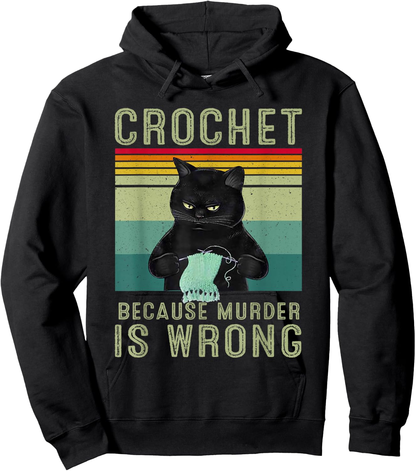 Crochet Because Murder Is Wrong Hoodie - Hoodie | Black