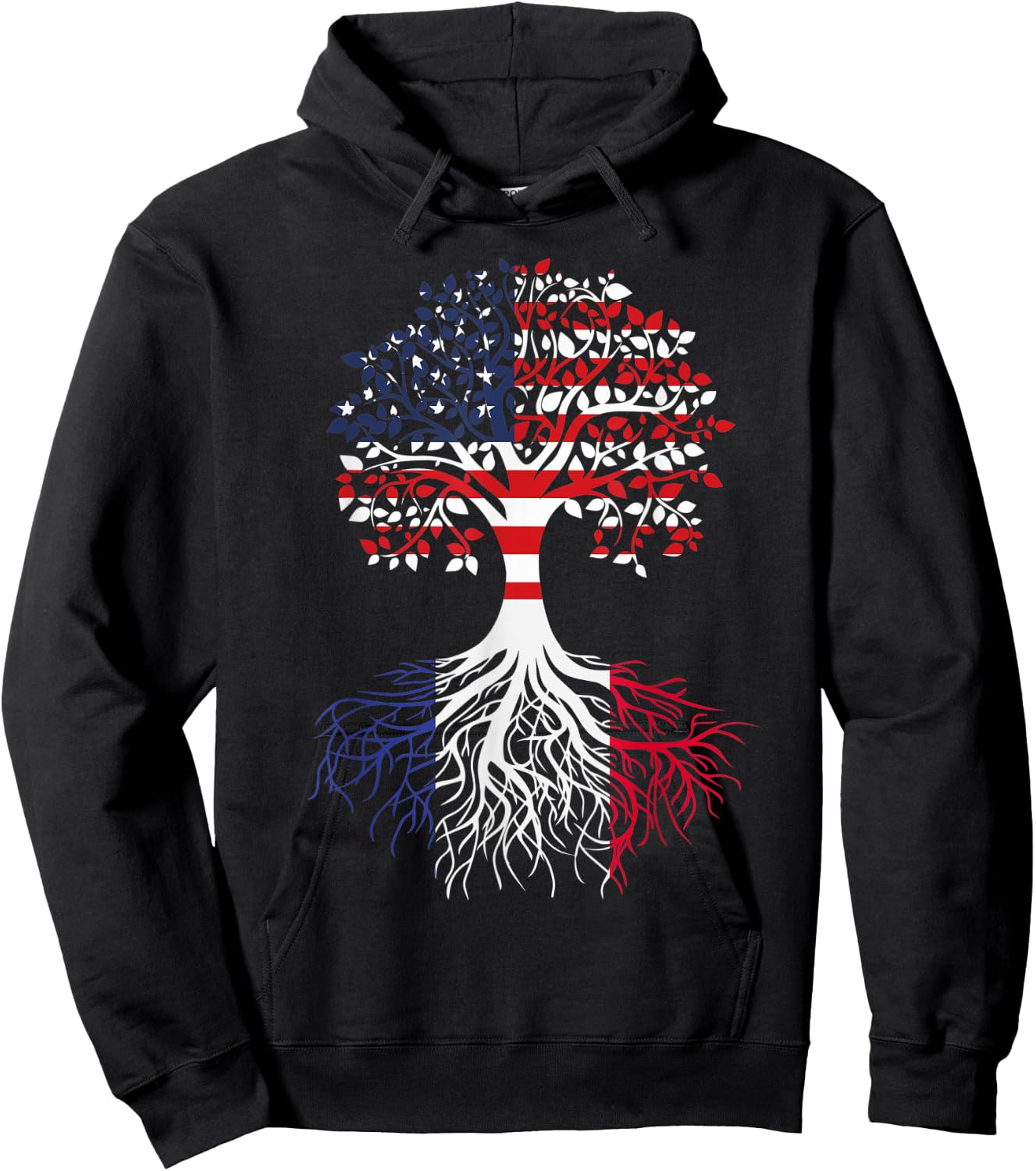 French Roots American Grown Tree Flag Hoodie - Hoodie | Black