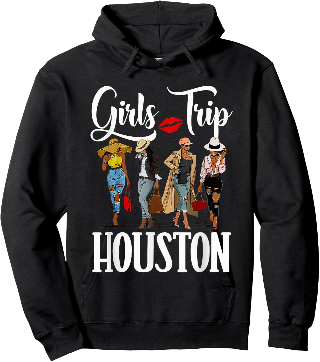 Girls Trip Houston For Melanin Afro Black Vacation Women Hoodie - Hoodie | Black