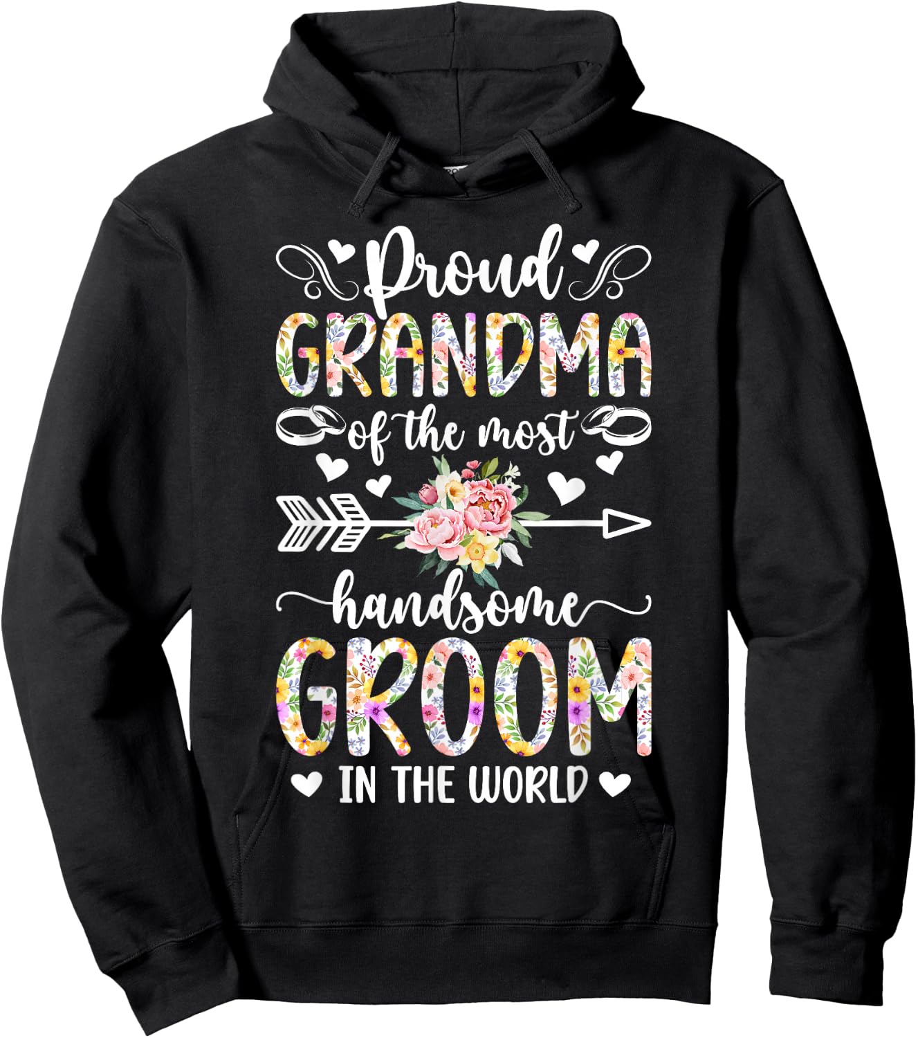 Proud Grandma of The Groom Grandma Grandmother of The Groom Hoodie - Hoodie | Black