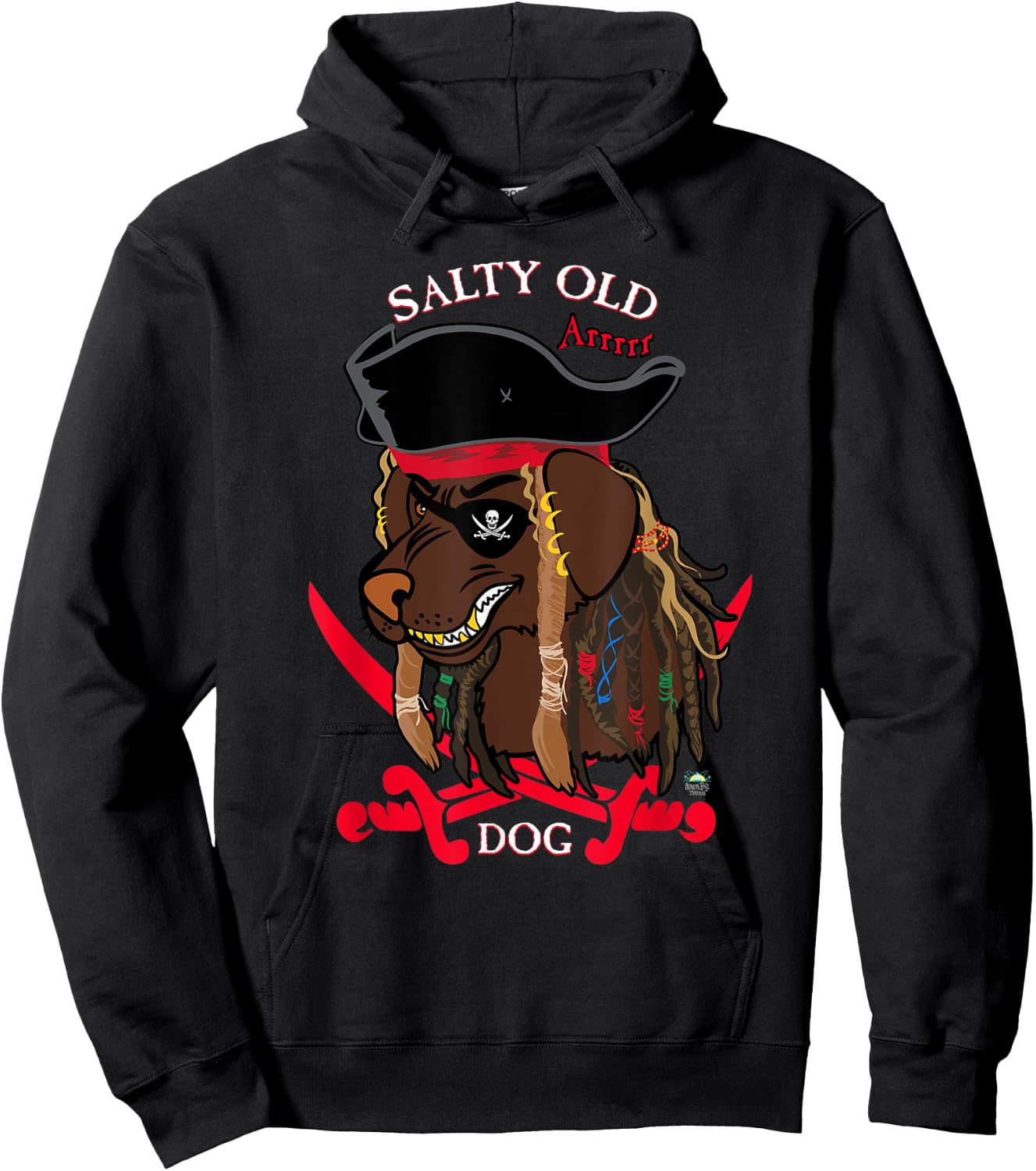 Salty Old Dog Pirate Women Kids Hoodie - Hoodie | Black