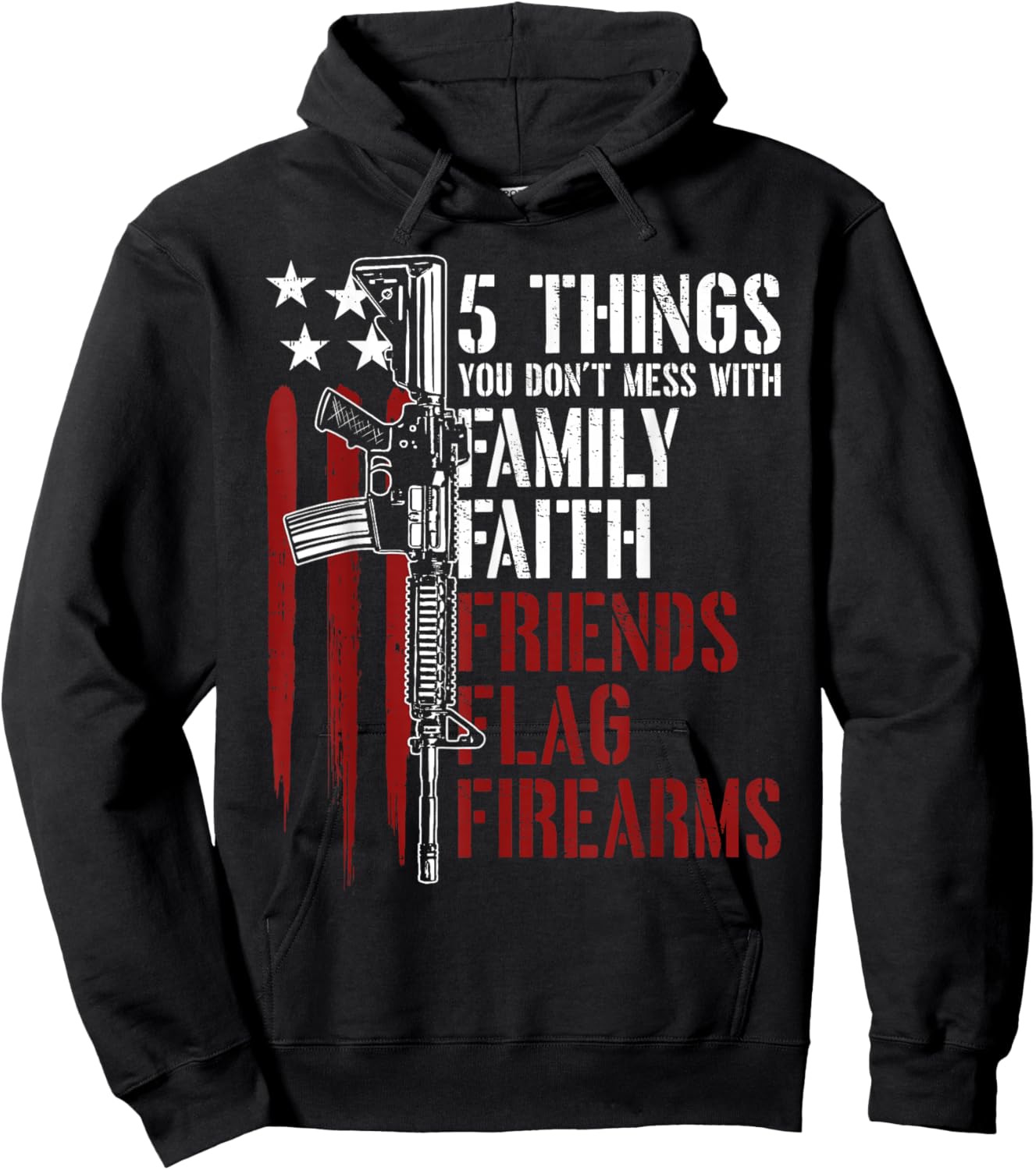Faith Family Friends Firearms Gun Rights AR-15 American Flag Women Men Hoodie - Hoodie | Black