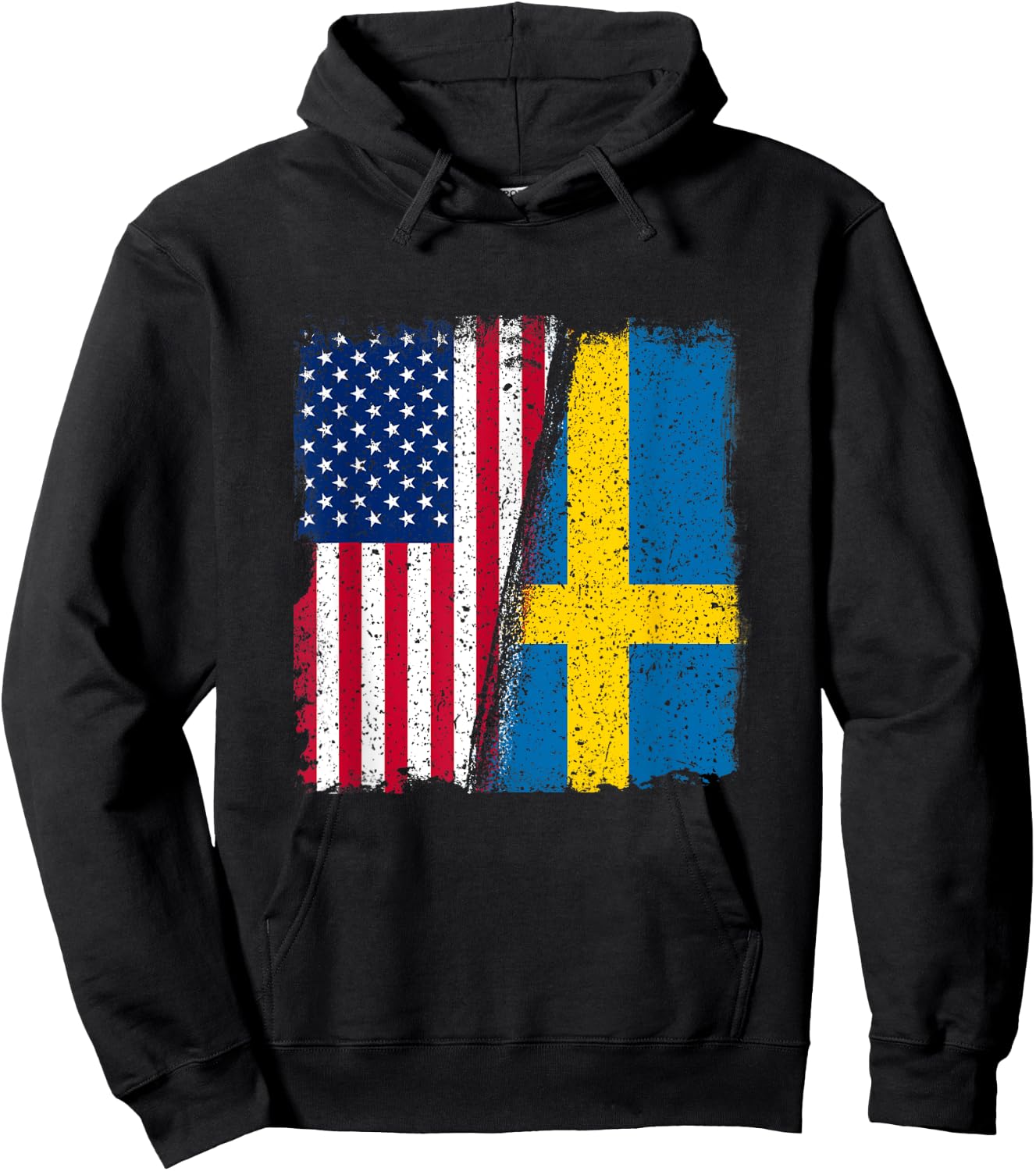 Sweden USA Swede USA Lover Sverige USA Flag Hoodie - Hoodie | Black