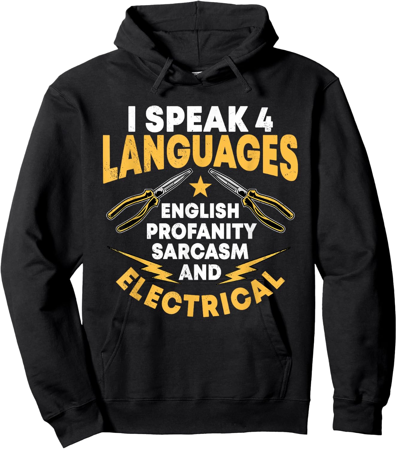 I Speak 4 Languages Electrician Electrical Technician Repair Hoodie - Hoodie | Black