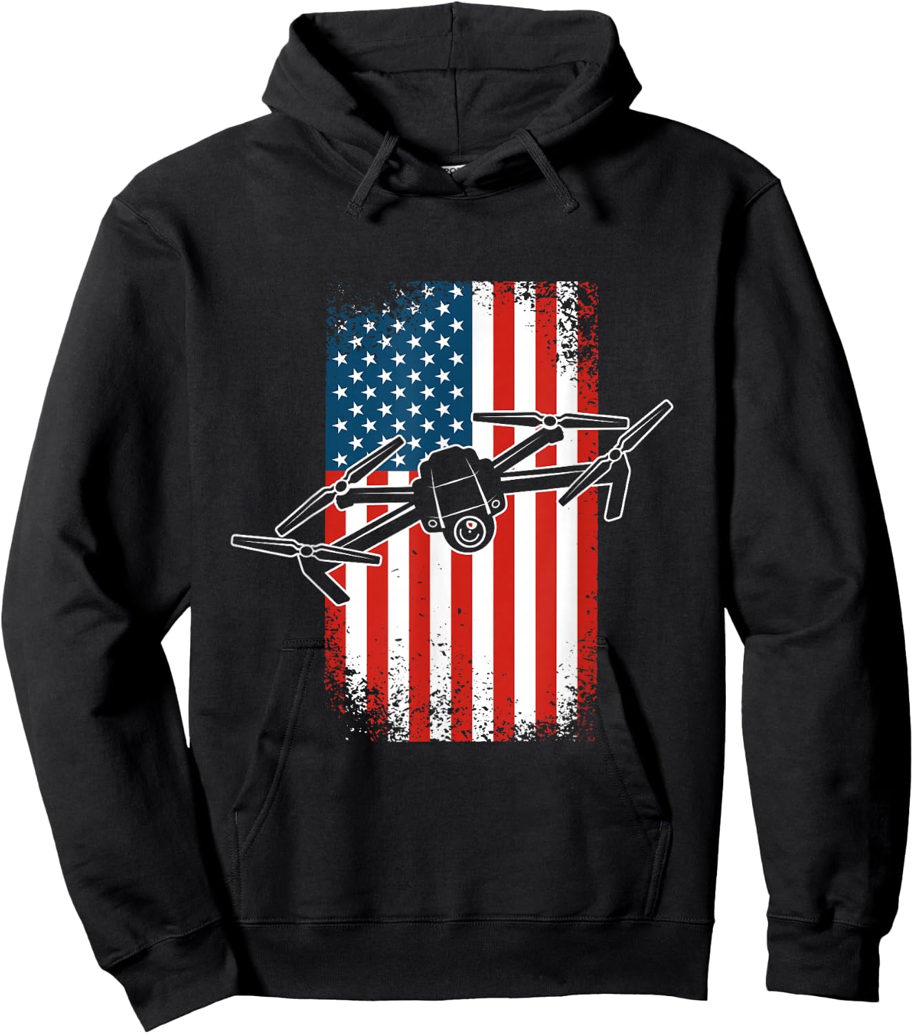 Drone Pilot Quadcopter Patriotic American Flag Hoodie - Hoodie | Black