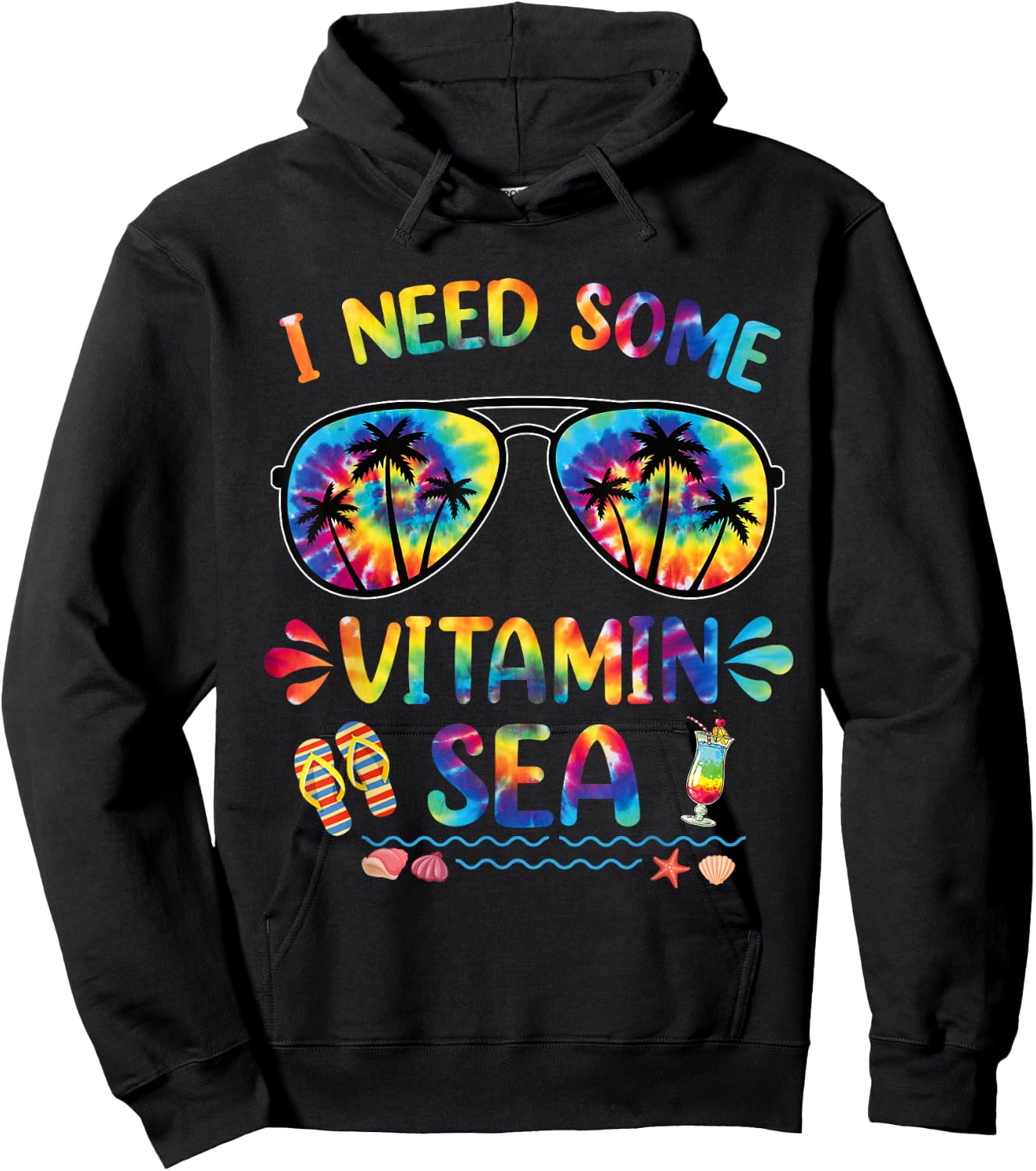 I Need Some Vitamin Sea Cool Summer Saying Beach-min Women Hoodie - Hoodie | Black