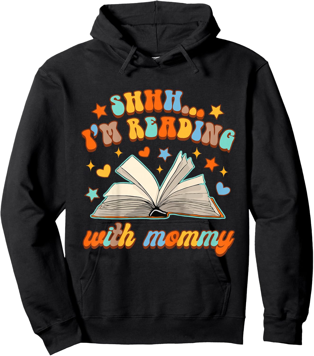 Kids Book Lover Mommy & Me Tiny Bookworm I'm Reading With Mommy Hoodie - Hoodie | Black