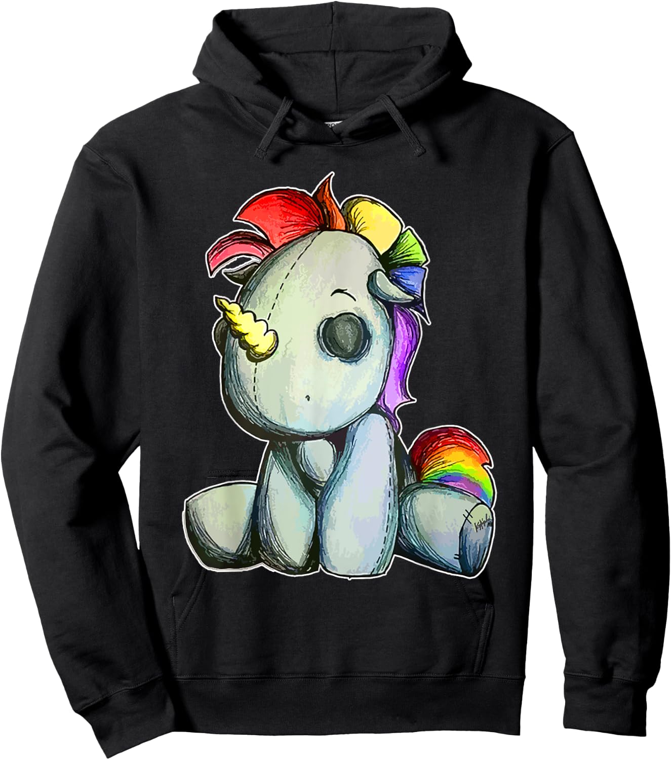 Funny Unicorn Pastel Goth Voodoo Doll Halloween Costume Day Hoodie - Hoodie | Black