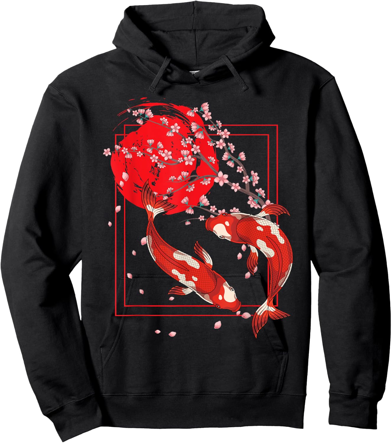 Asian Koi Pond Sakura Cherry Blossom Japanese Fish Koi Carp Hoodie - Hoodie | Black