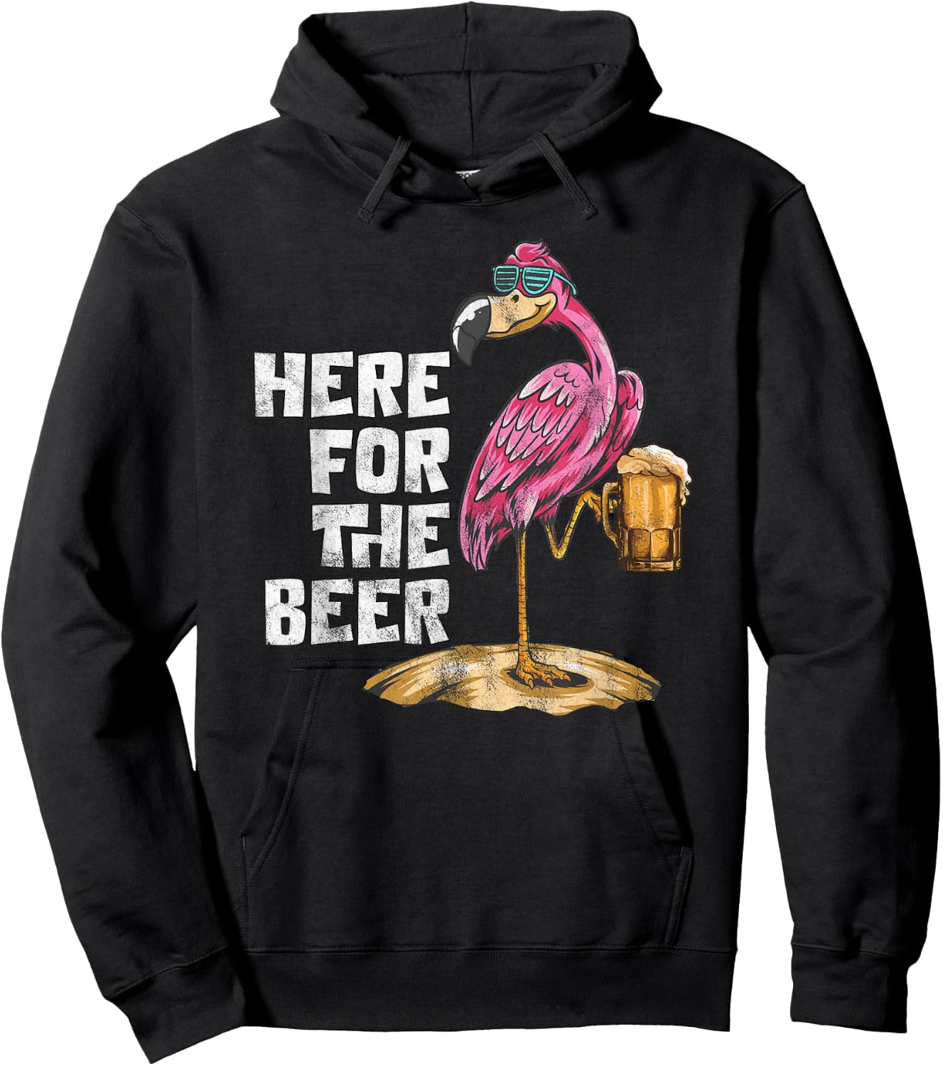 Here For The Beer Flamingo Beer Drinking Beer Lover Party Hoodie - Hoodie | Black