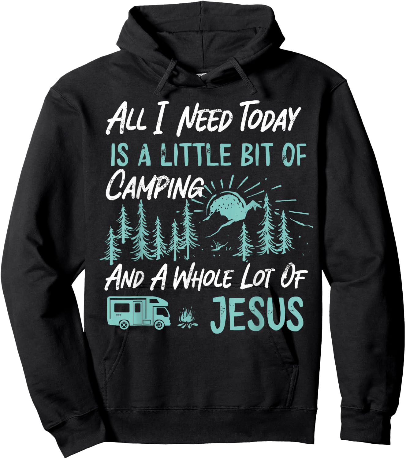 A Little Bit Of Camping And Jesus Motorhome Campervan Hoodie - Hoodie | Black