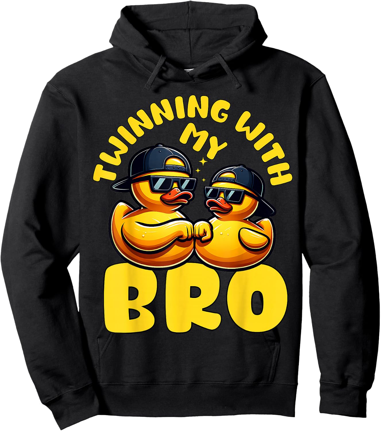 Toddler Twinning With My Bro Rubber Duckie Boys Ducky Bestie Hoodie - Hoodie | Black