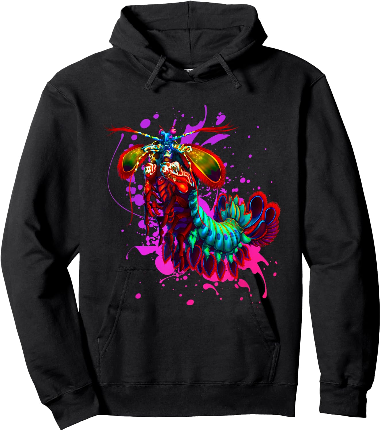 Rainbow Peacock Mantis Shrimp Purple Splash Hoodie - Hoodie | Black