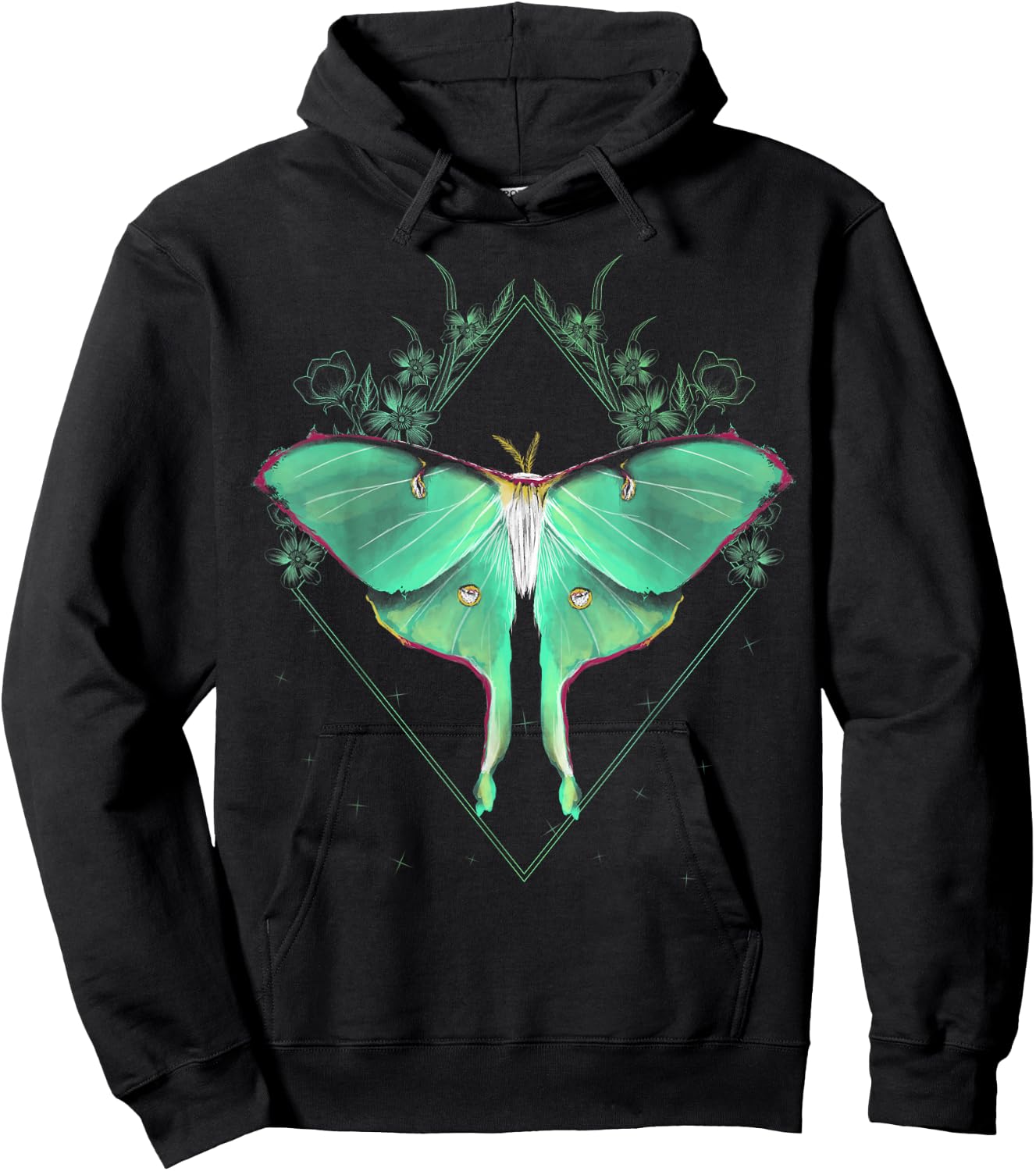 Cute Luna Moth Beautiful Butterfly Insect Lover Themed Hoodie - Hoodie | Black