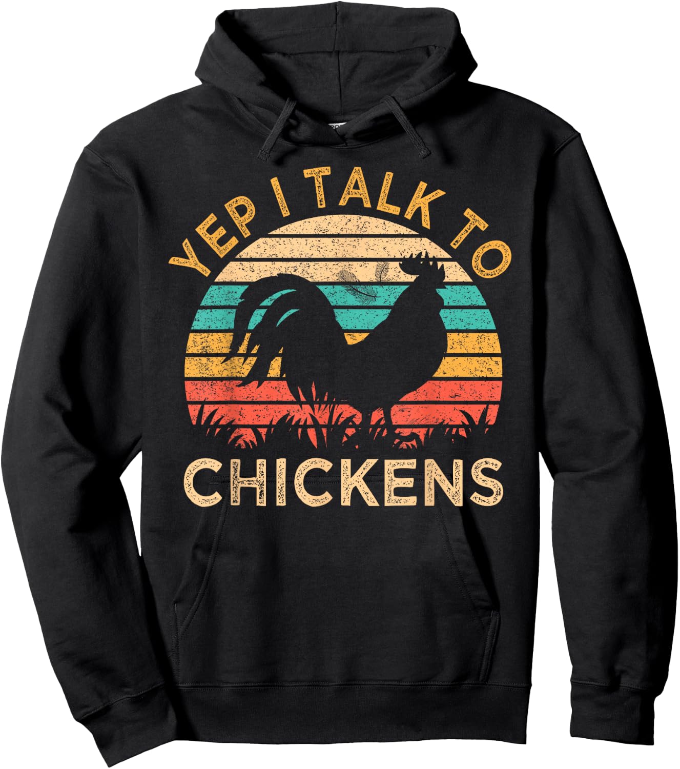 Yep I Talk To Chickens Vintage Funny Chicken Farmer Gift Hoodie - Hoodie | Black