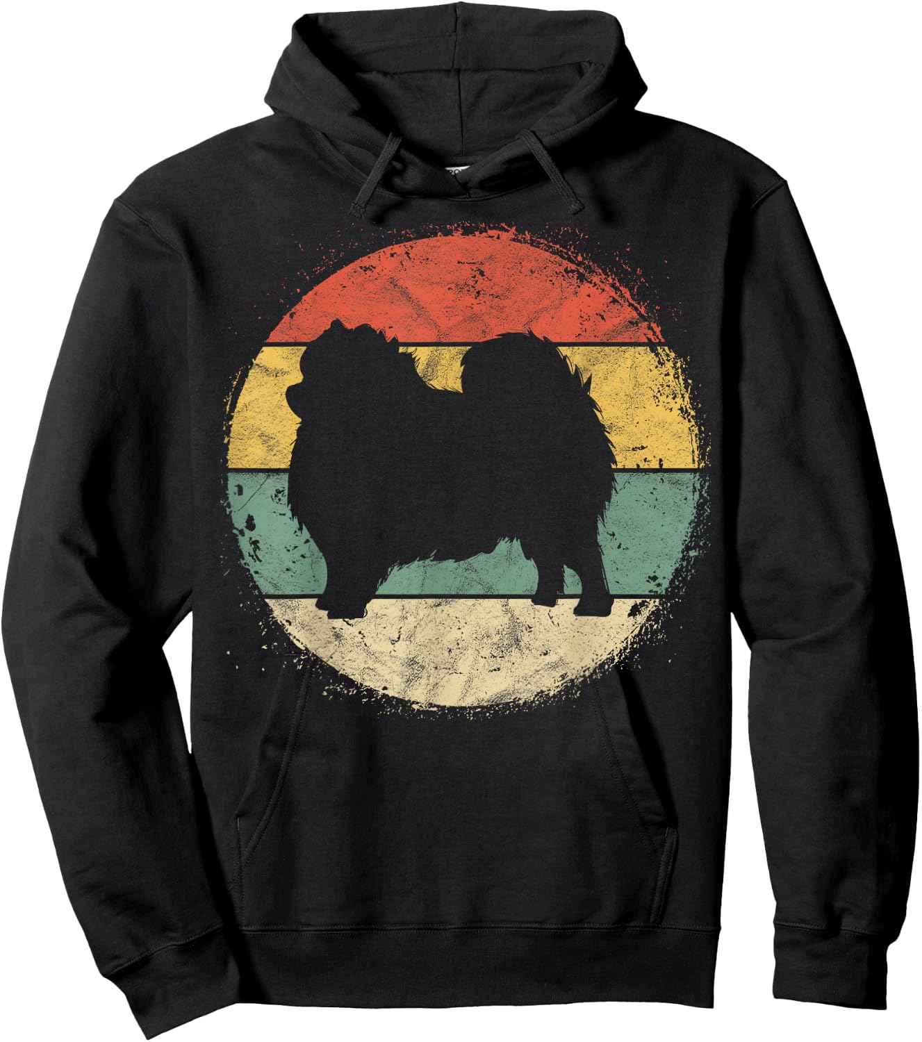 Circular Retro Pomeranian Owner Parents Pompom Dog Mom Women Girls Kids Hoodie - Hoodie | Black