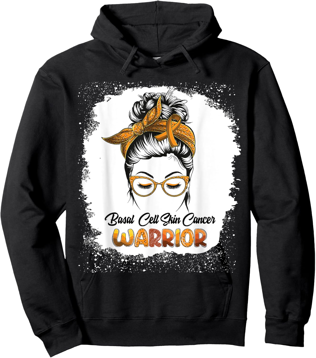 Basal Cell Skin Cancer Warrior Bleached Messy Bun Survivor Hoodie - Hoodie | Black