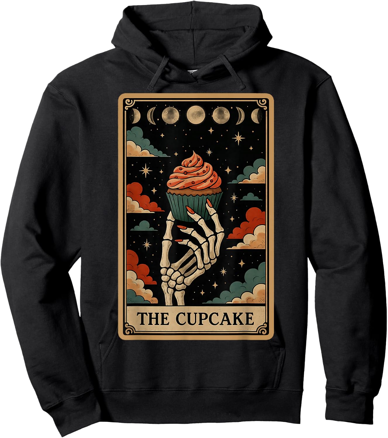The Cupcake Baker Baking Tarot Card Skeleton Witchy Hoodie - Hoodie | Black