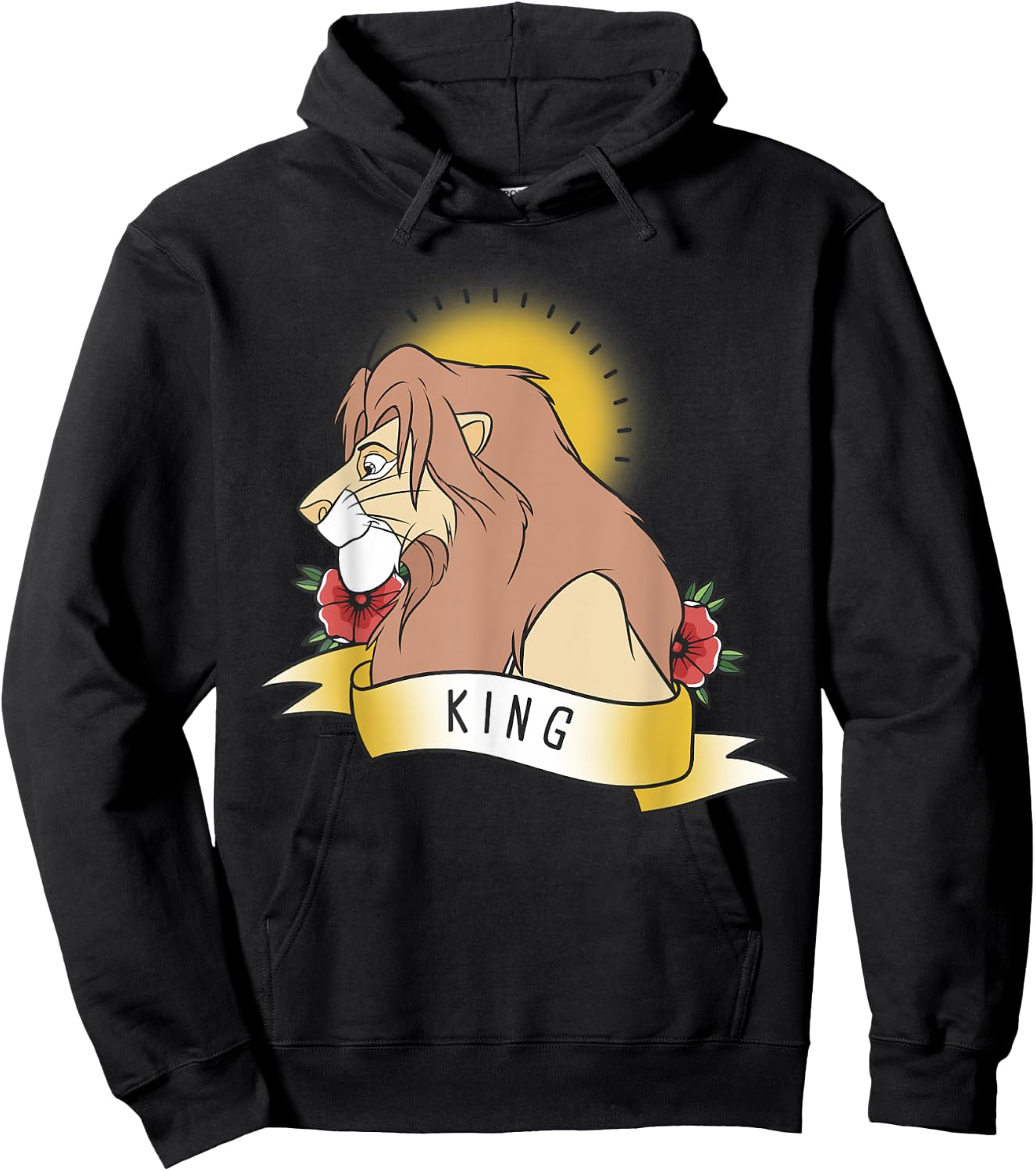 Disney Lion King Simba King Tattoo Yellow Graphic Hoodie - Hoodie | Black