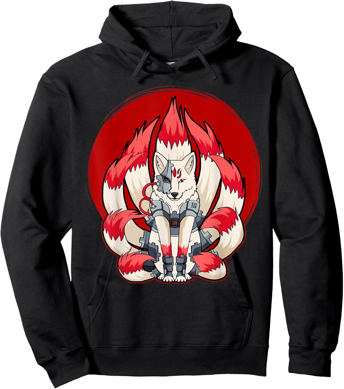 Cyborg Kitsune Nine Tailed Fox Cyber Aesthetic Hoodie - Hoodie | Black