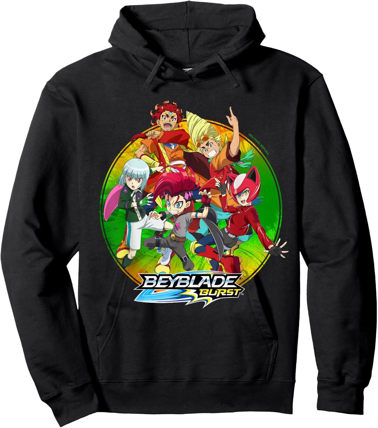 Hasbro BEYBLADE BURST QUADDRIVE -Kids Black Cotton 60% Polyester 40% Classic Fit Collarless Short Sleeve Hoodie - Hoodie | Black