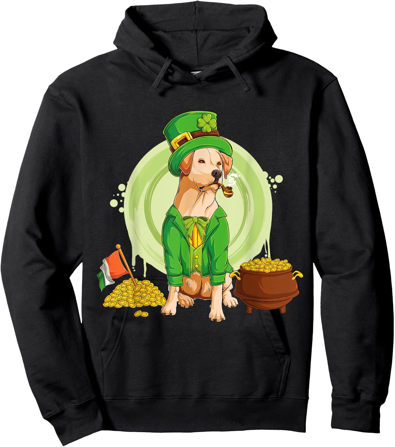Labrador Retriever Dog Leprechaun Hat Irish Flag Labbi Women Kids Hoodie - Hoodie | Black