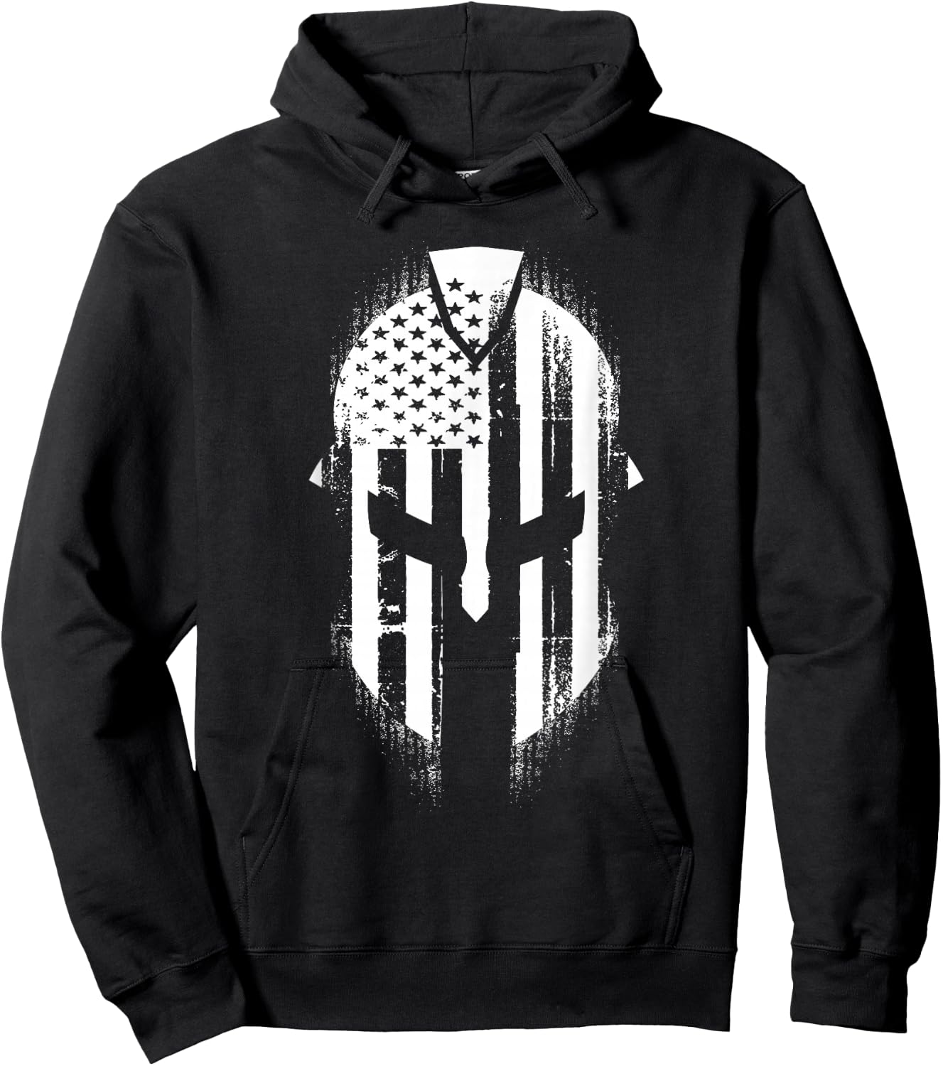 Patriotic Spartan Skull USA Flag American Hoodie - Hoodie | Black