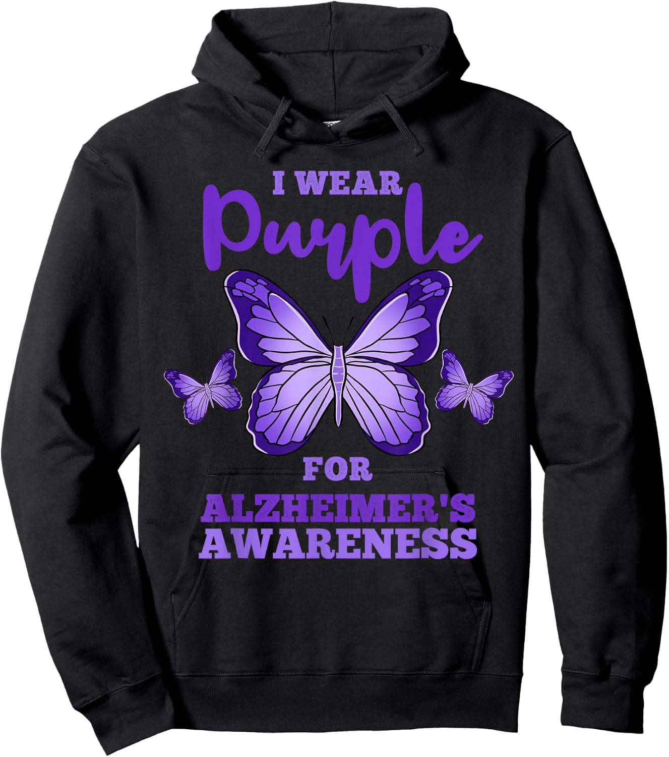 I Wear Purple For Alzheimers Awareness Hoodie - Hoodie | Black