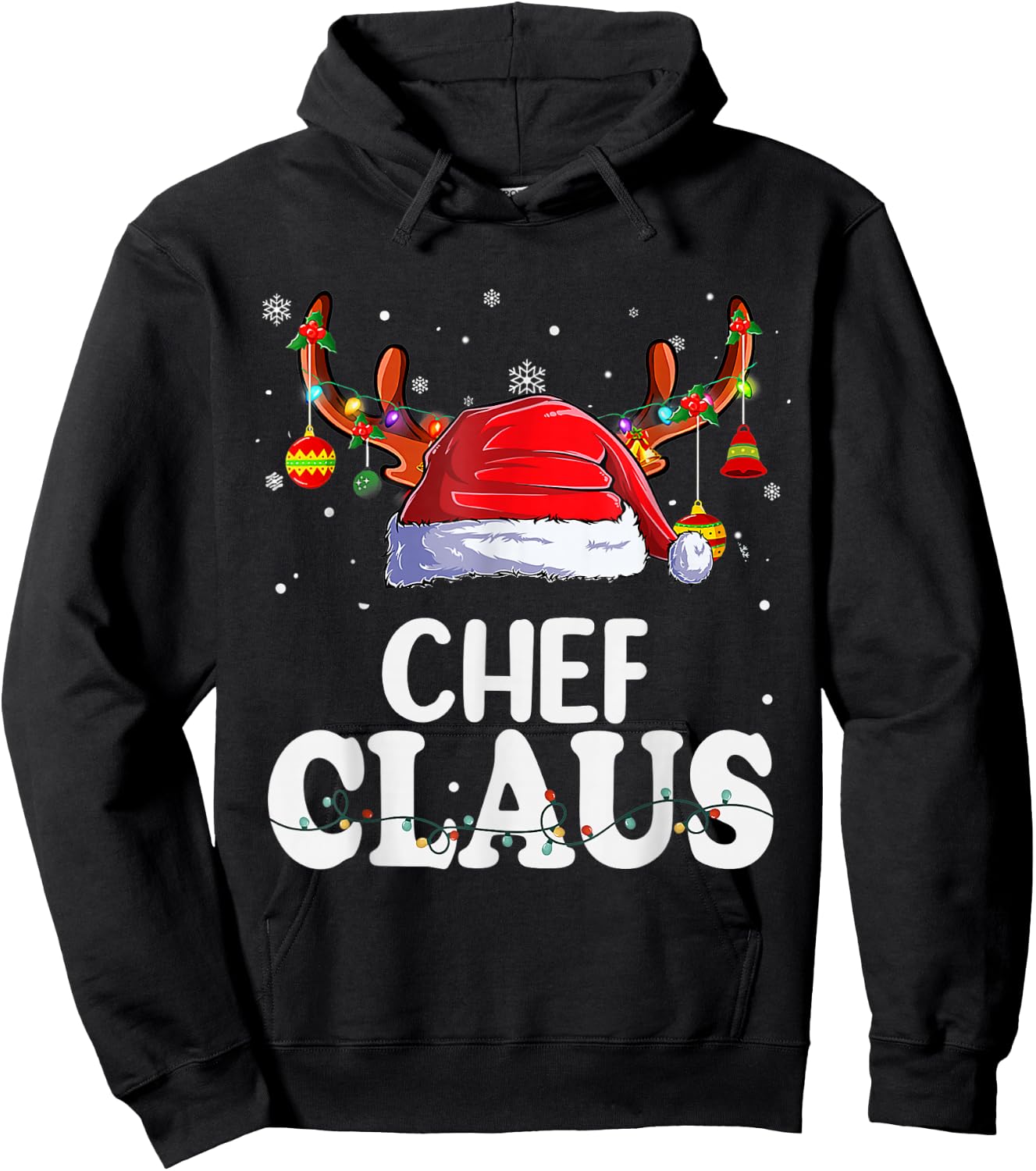Chef Santa Claus Christmas Pajamas Funny Matching Costume Hoodie - Hoodie | Black