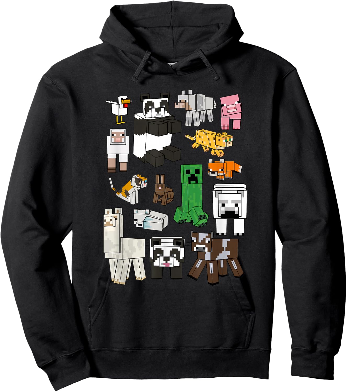 Minecraft Creeper & Animals Collage V2 Hoodie - Hoodie | Black