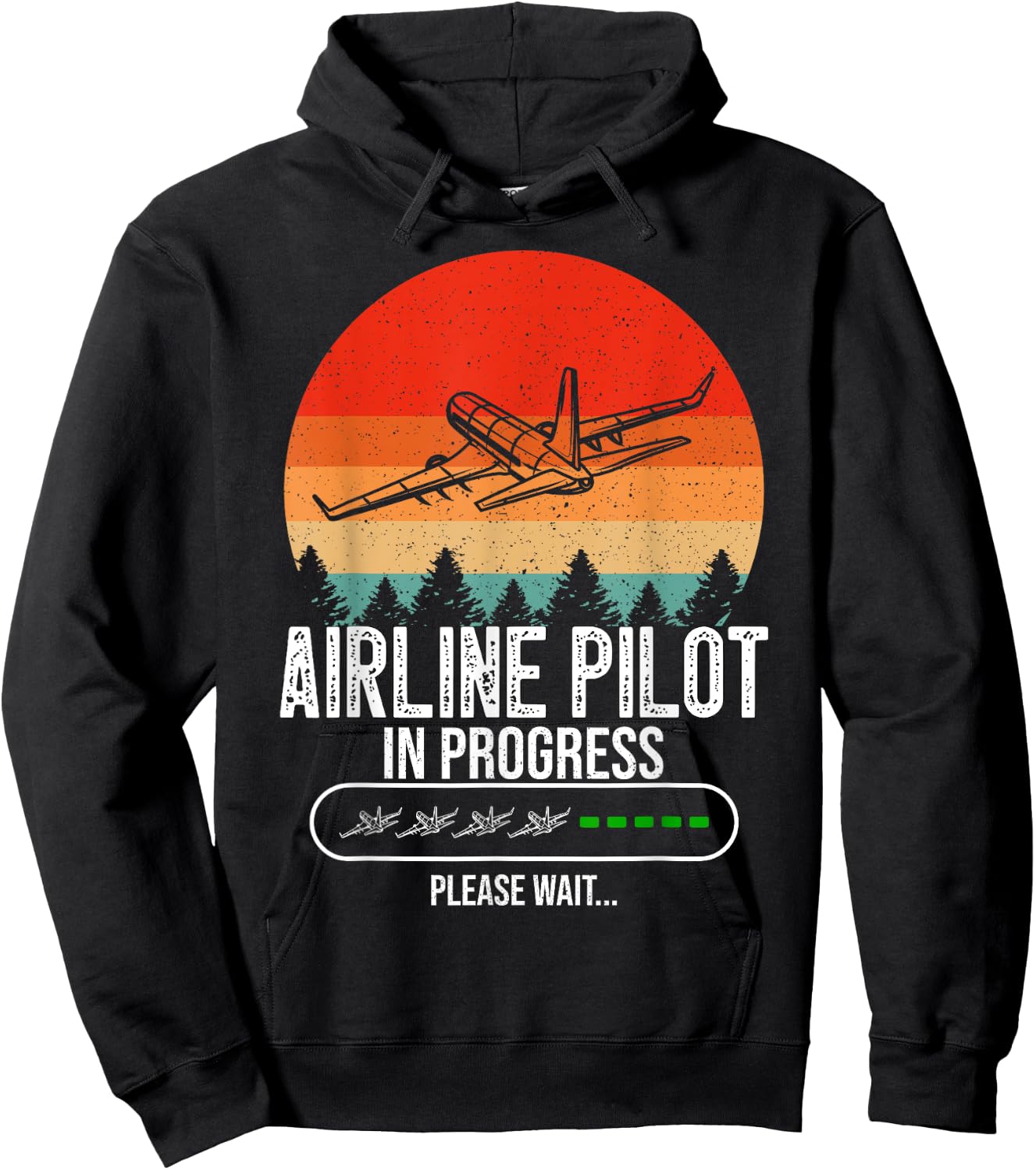 Retro Airline Pilot In Progress Future Airline Pilot Kids Hoodie - Hoodie | Black