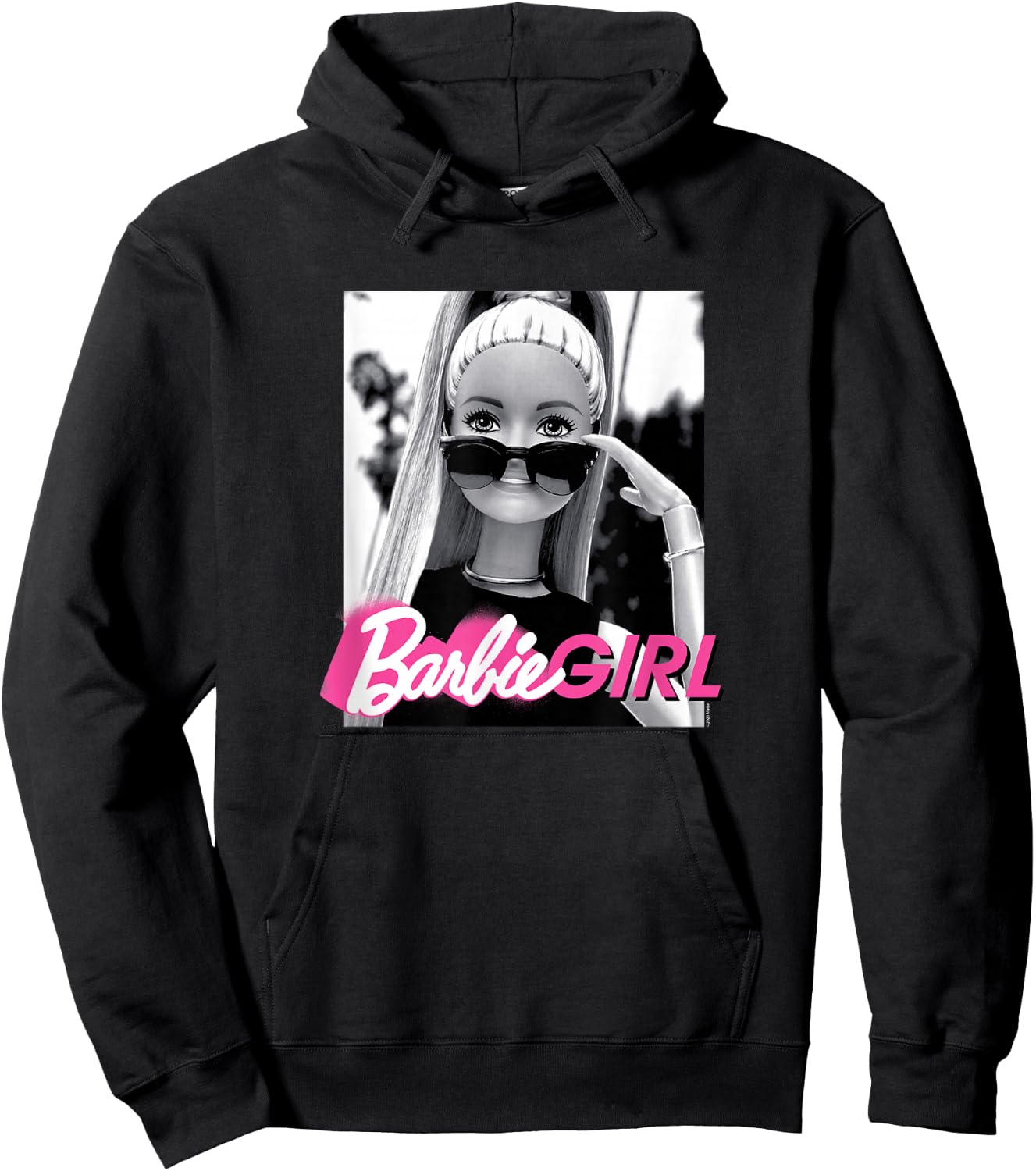 Barbie Girl Classic Fit - Black Cotton & Polyester Blend, Short Sleeve, Casual Style Hoodie - Hoodie | Black