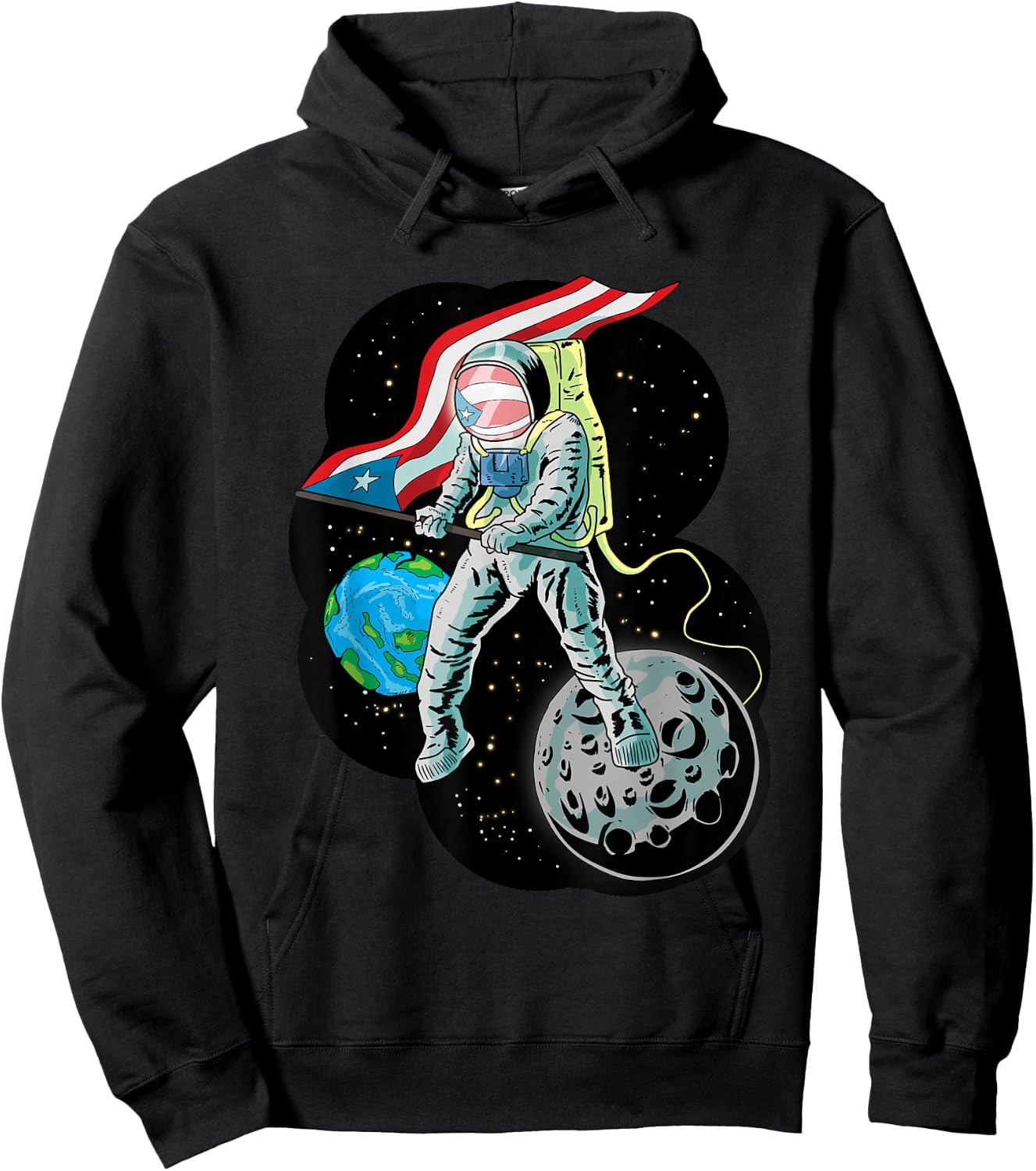 Puerto Rico Pride Boricua Aunque Naciera en la Luna Hoodie - Hoodie | Black