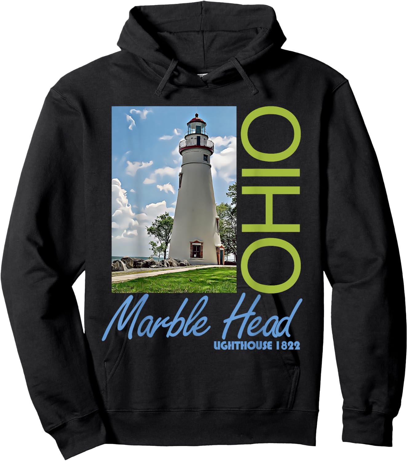 Marble Head Lighthouse Ohio 1822 Design Hoodie - Hoodie | Black