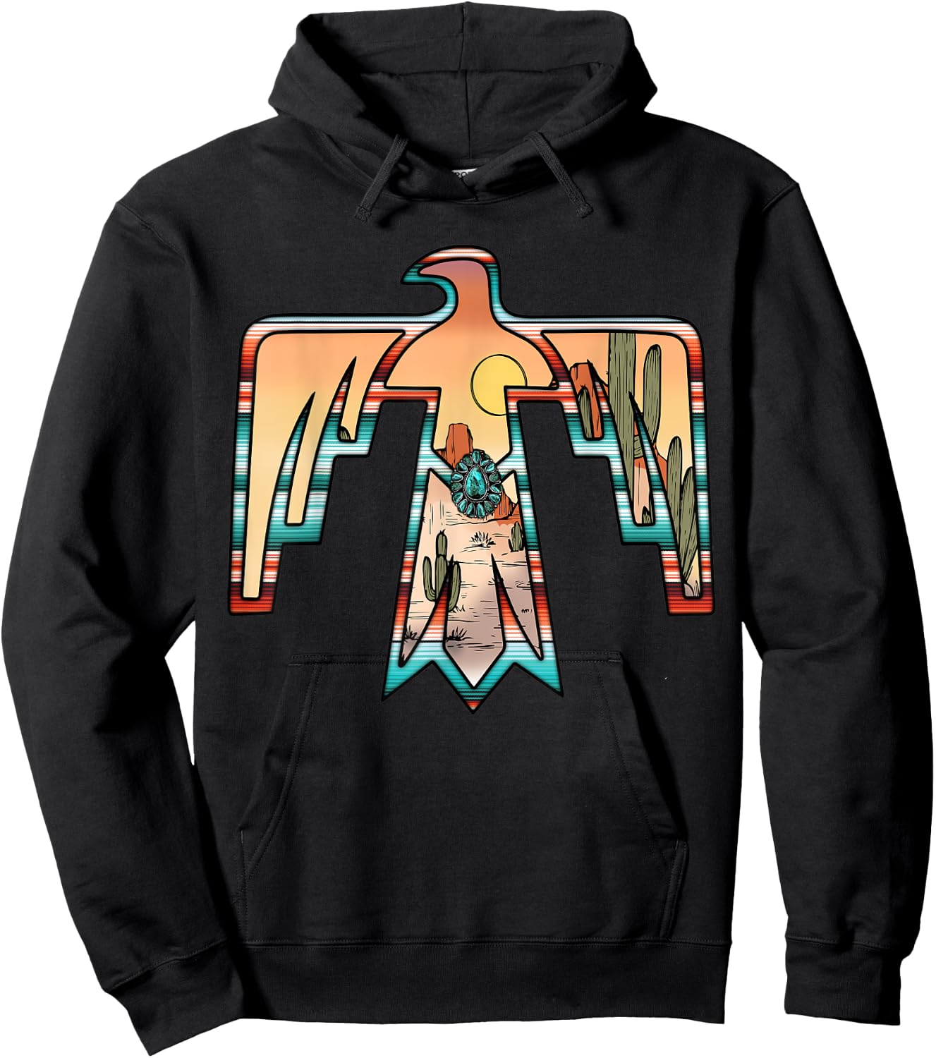 Cute western thunderbird country Aztec cactus women rodeo Hoodie - Hoodie | Black
