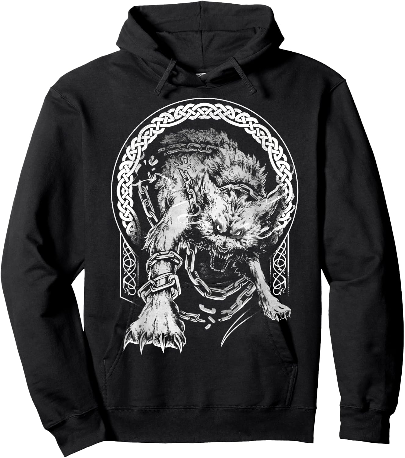 Fenrir Wolf Viking Nordic Pagan Mythology Hoodie - Hoodie | Black