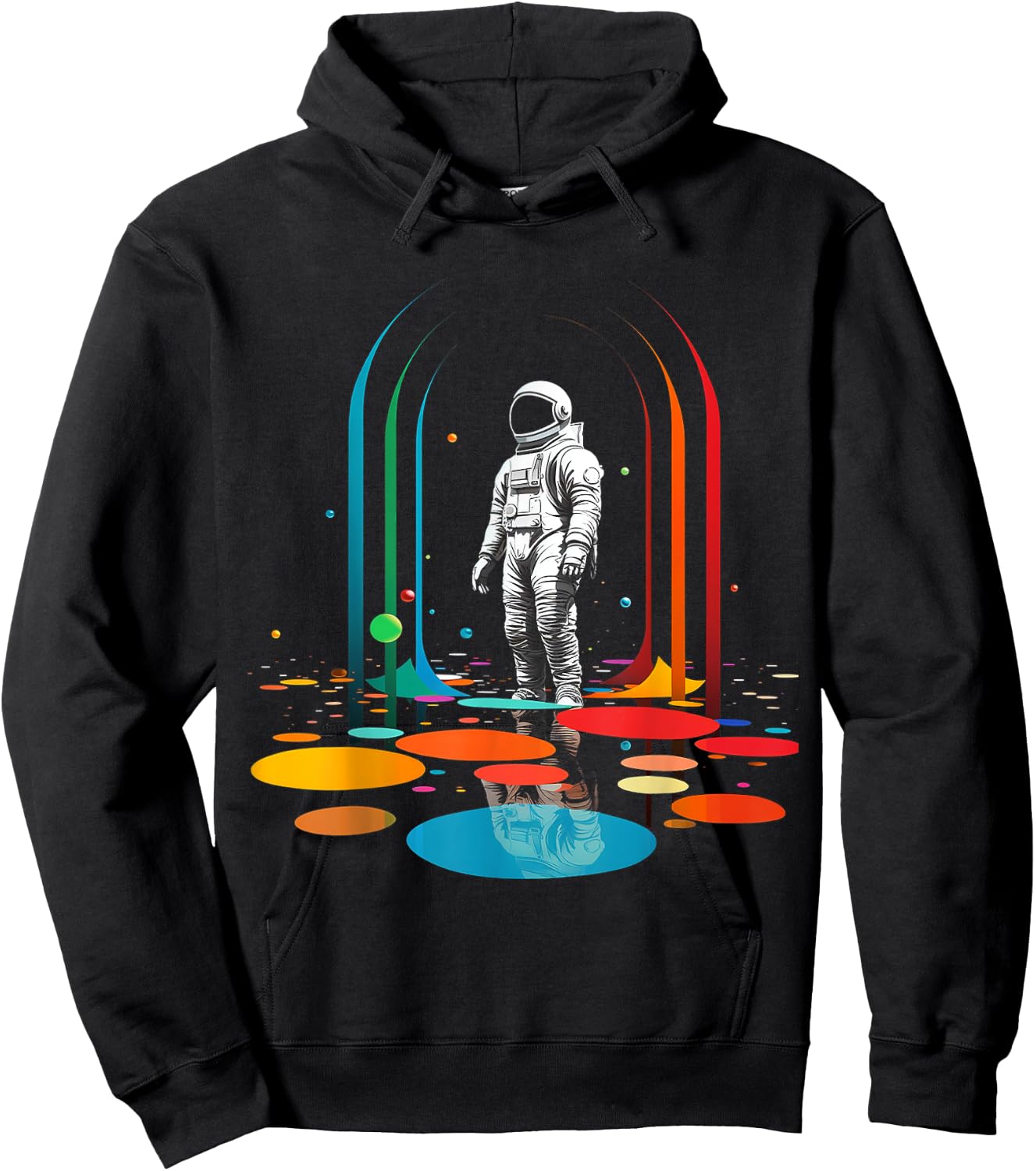 Astronaut Geometric Art Colorful Motif Artwork Astronaut Hoodie - Hoodie | Black