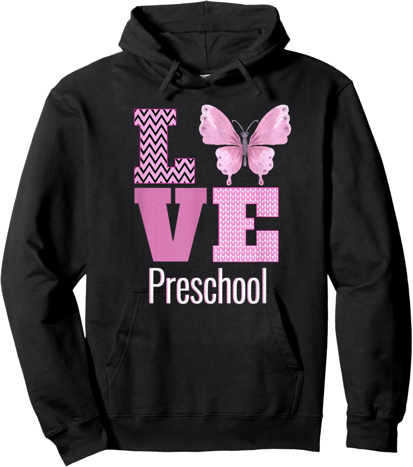 Love Preschool Purple Butterfly Preschool Teacher Women Kids Hoodie - Hoodie | Black
