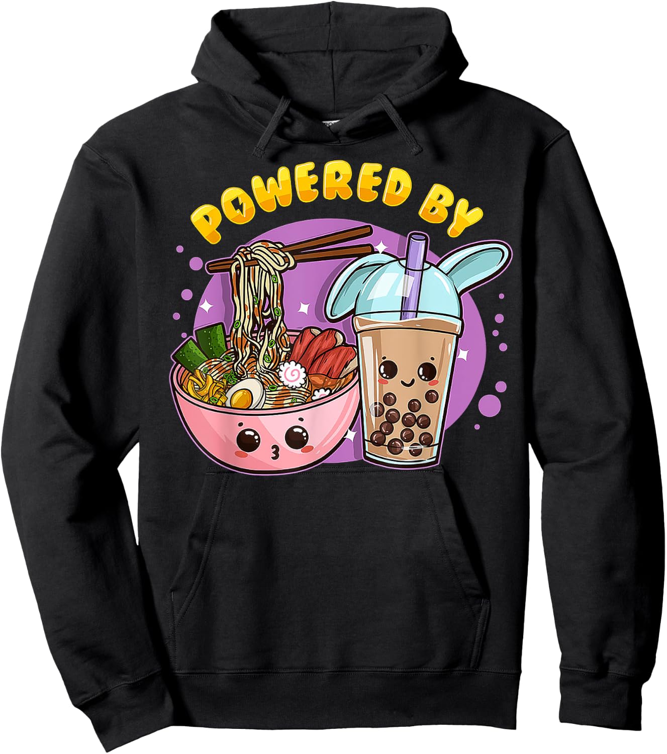 Powered By Ramen Bubble Tea Boba Kawaii Japanese Anime Lover Hoodie - Hoodie | Black
