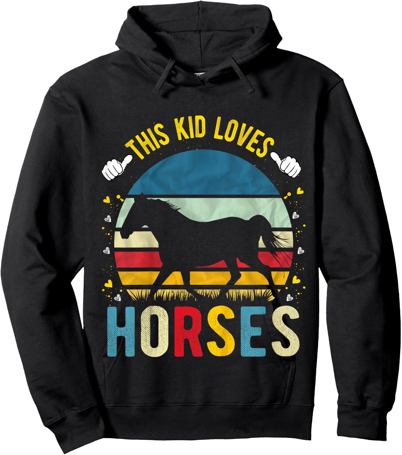 This Kid Loves Horses Boys and Girls Horse Gift Hoodie - Hoodie | Black