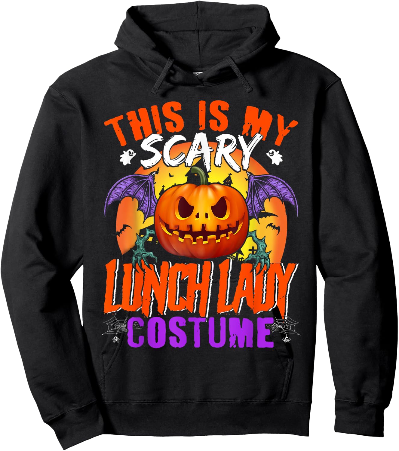 This Is My Scary Lunch Lady Costume Halloween Lunch Lady Hoodie - Hoodie | Black