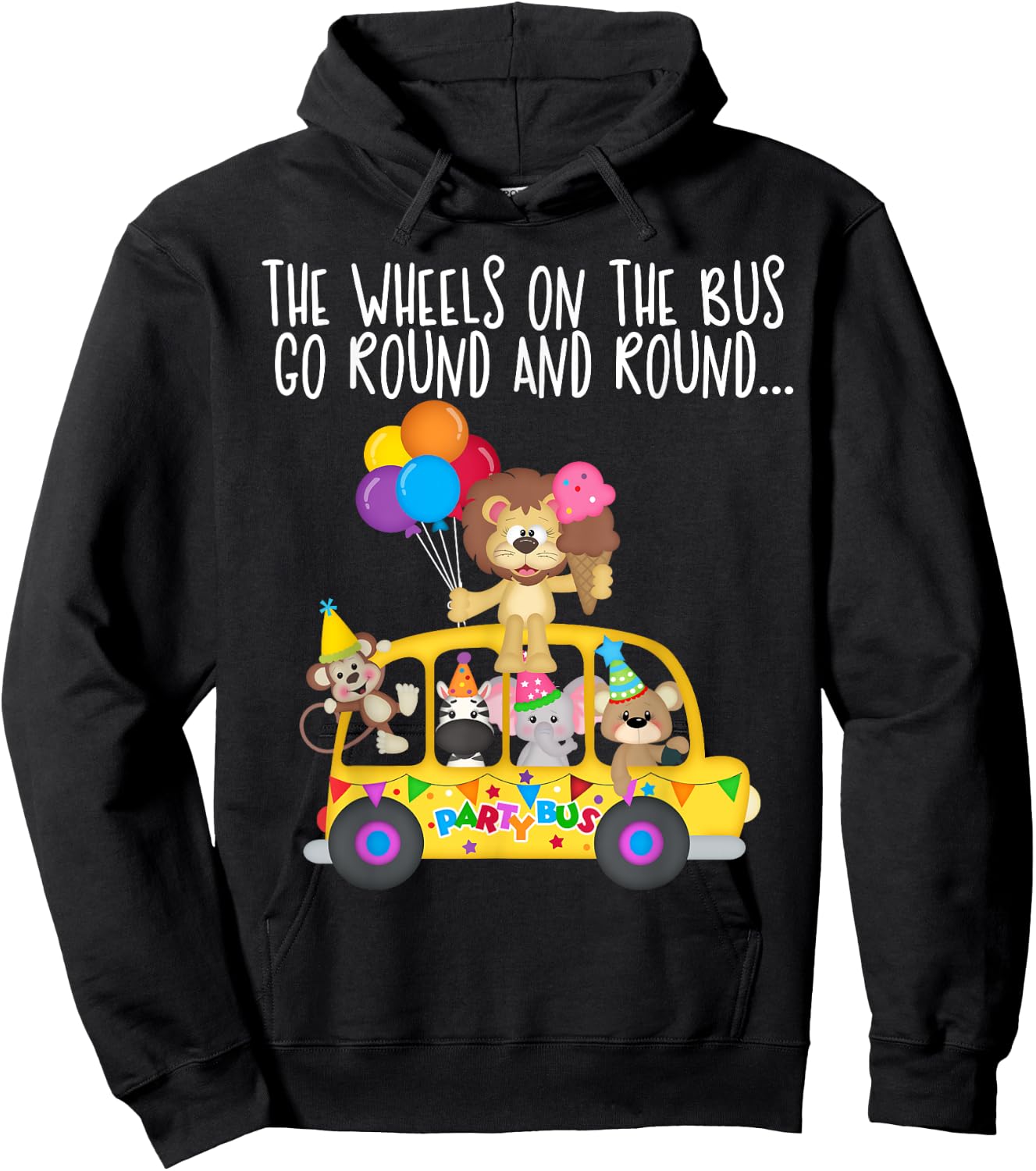 The Wheels On The Bus Go Round and Round Family Matching Hoodie - Hoodie | Black