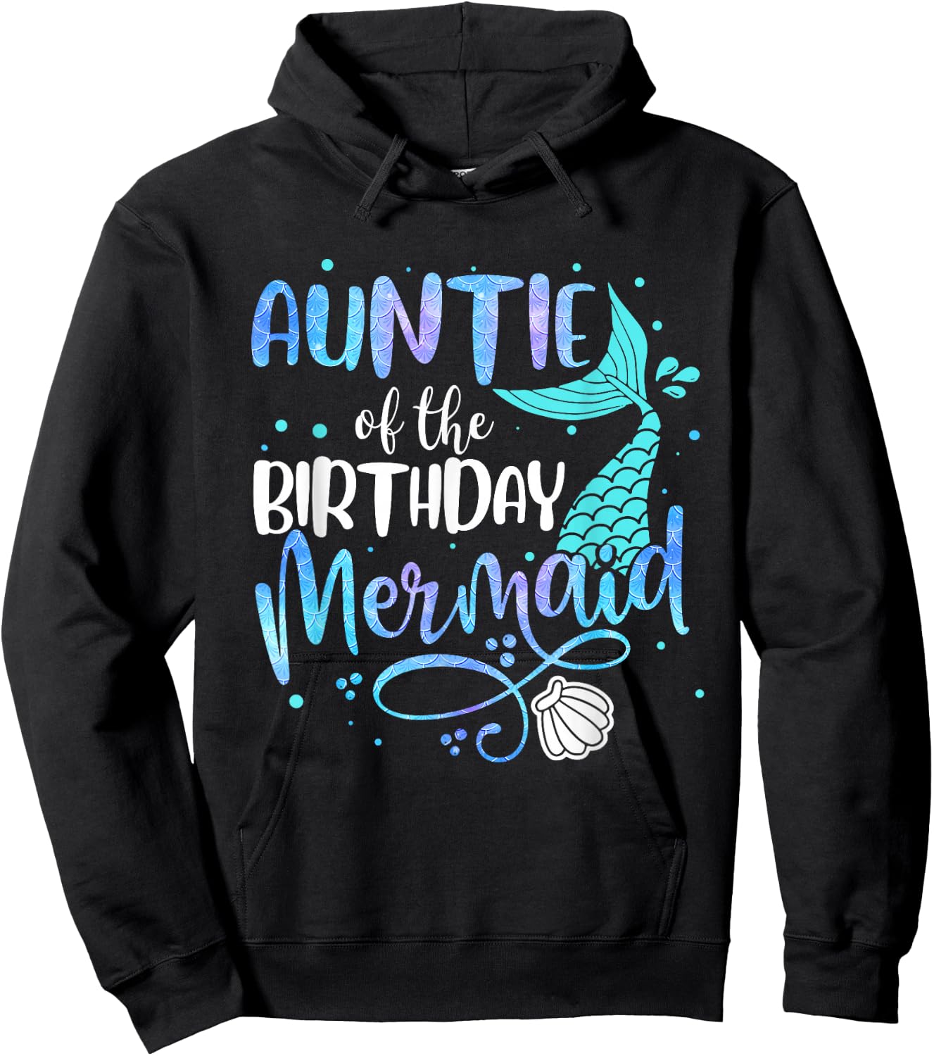 Auntie Of The Birthday Mermaid Family Matching Party Squad Hoodie - Hoodie | Black