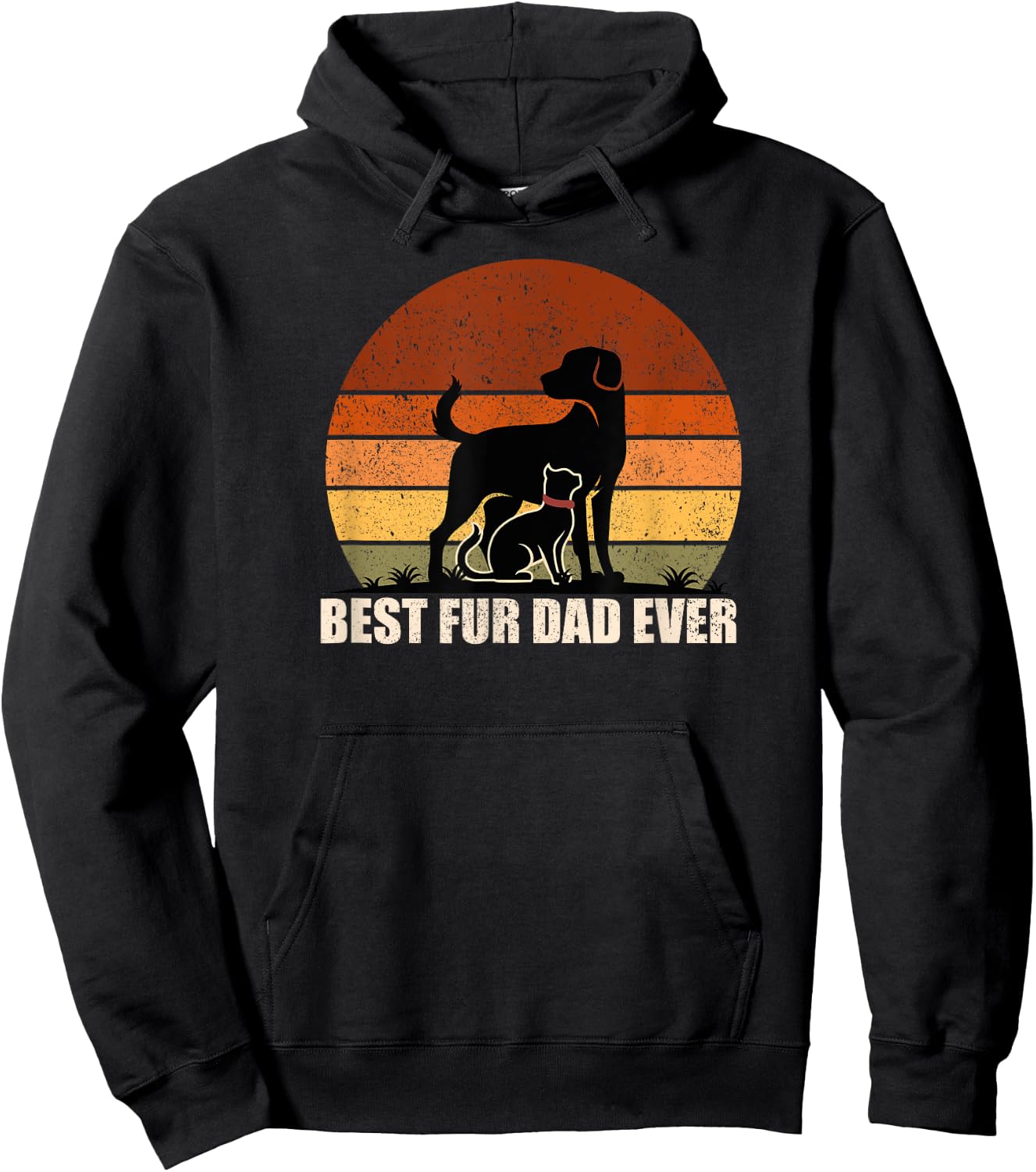 Funny Vintage Retro Best Fur Dad Ever for Dog And Cat Owner Men Women Kids Hoodie - Hoodie | Black