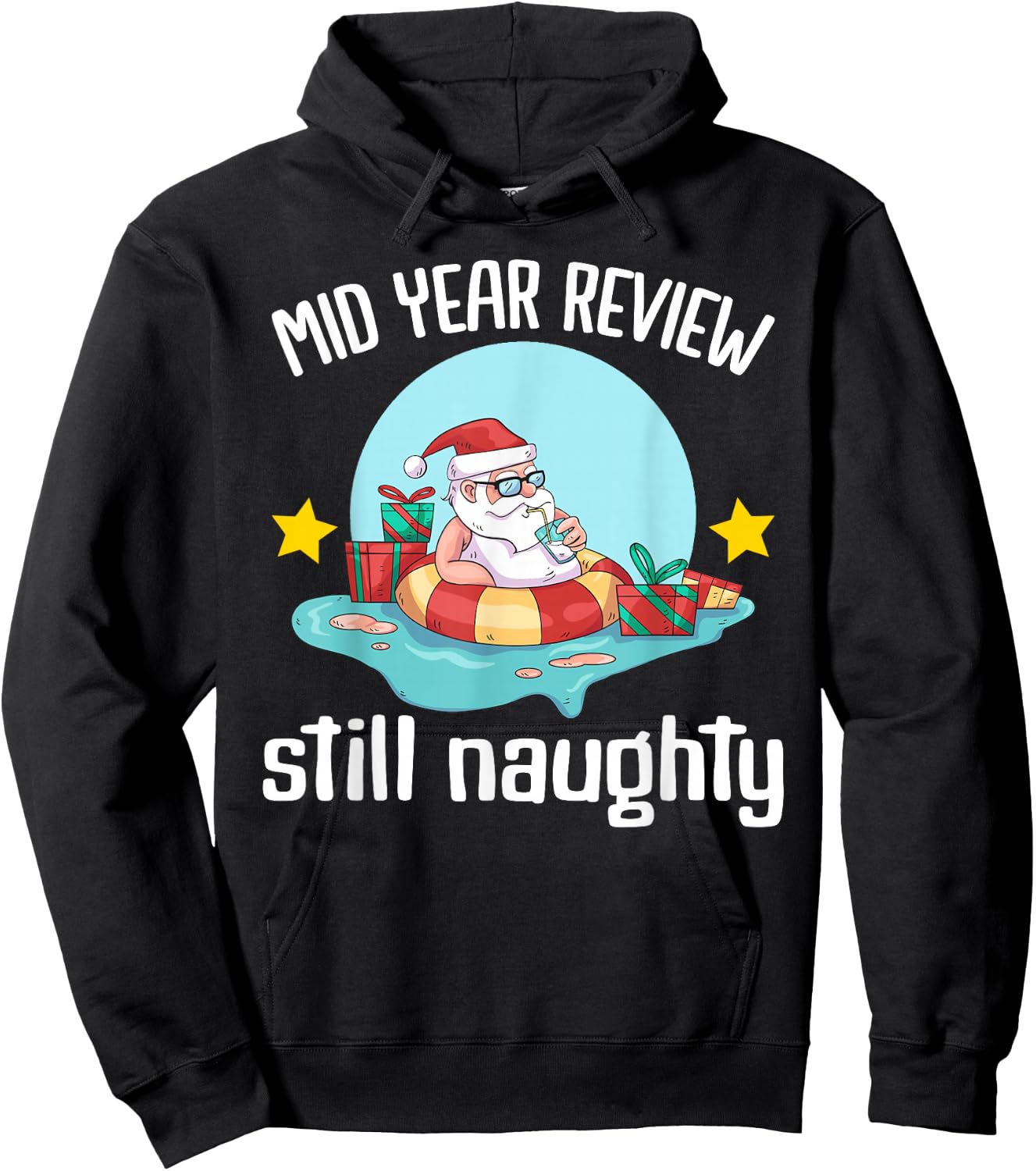 Christmas in July | Summer Santa Claus Beach Hawaii Surf Hoodie - Hoodie | Black