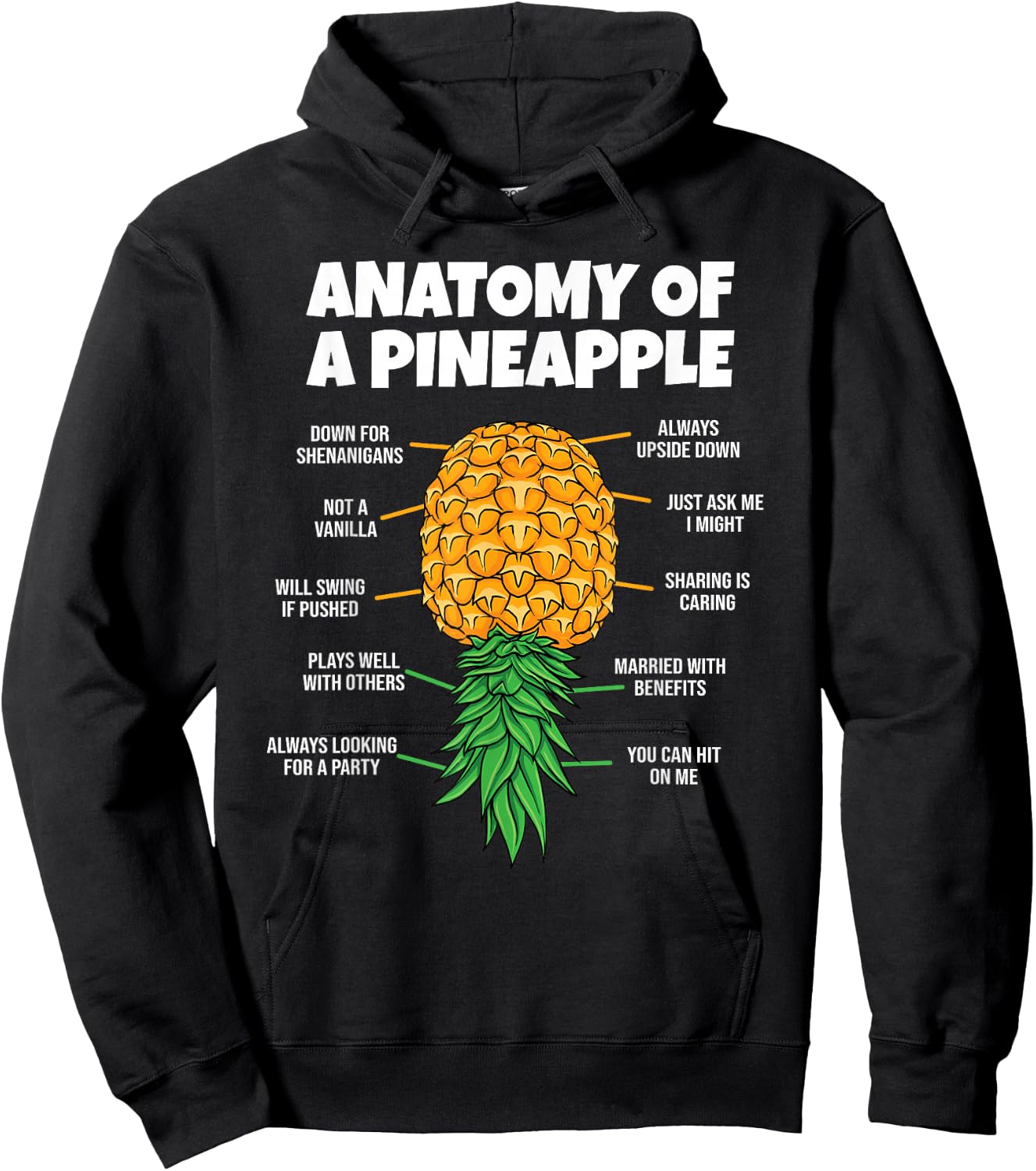 Anatomy of A Pineapple Swinger Funny Men Women Couples Hoodie - Hoodie | Black