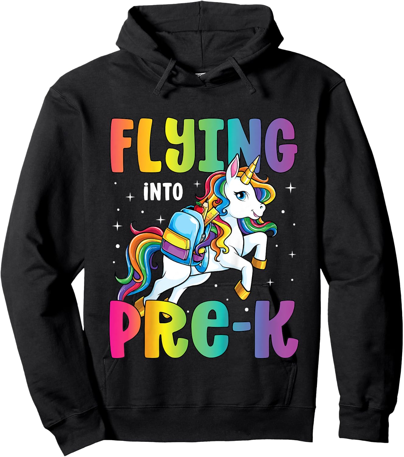 Pre Kindergarten Girls Unicorn First Day of Pre K Hoodie - Hoodie | Black